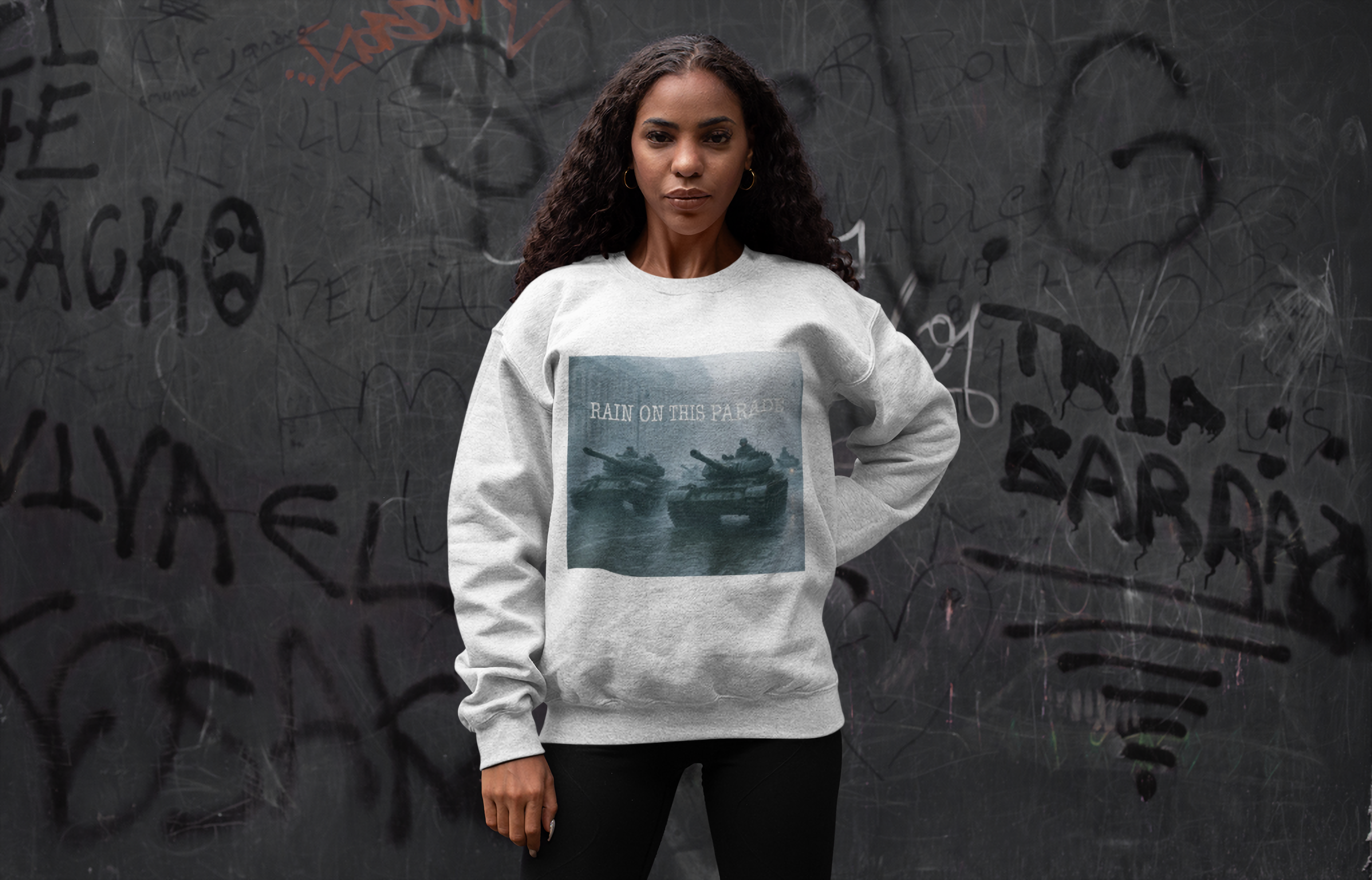"Rain On This Parade" Military Tank Photo Graphic - Rain on This Parade – Unisex Fleece Sweatshirt product thumbnail image "Rain On This Parade" Military Tank Photo Graphic - Rain on This Parade – Unisex Fleece Sweatshirt product thumbnail image