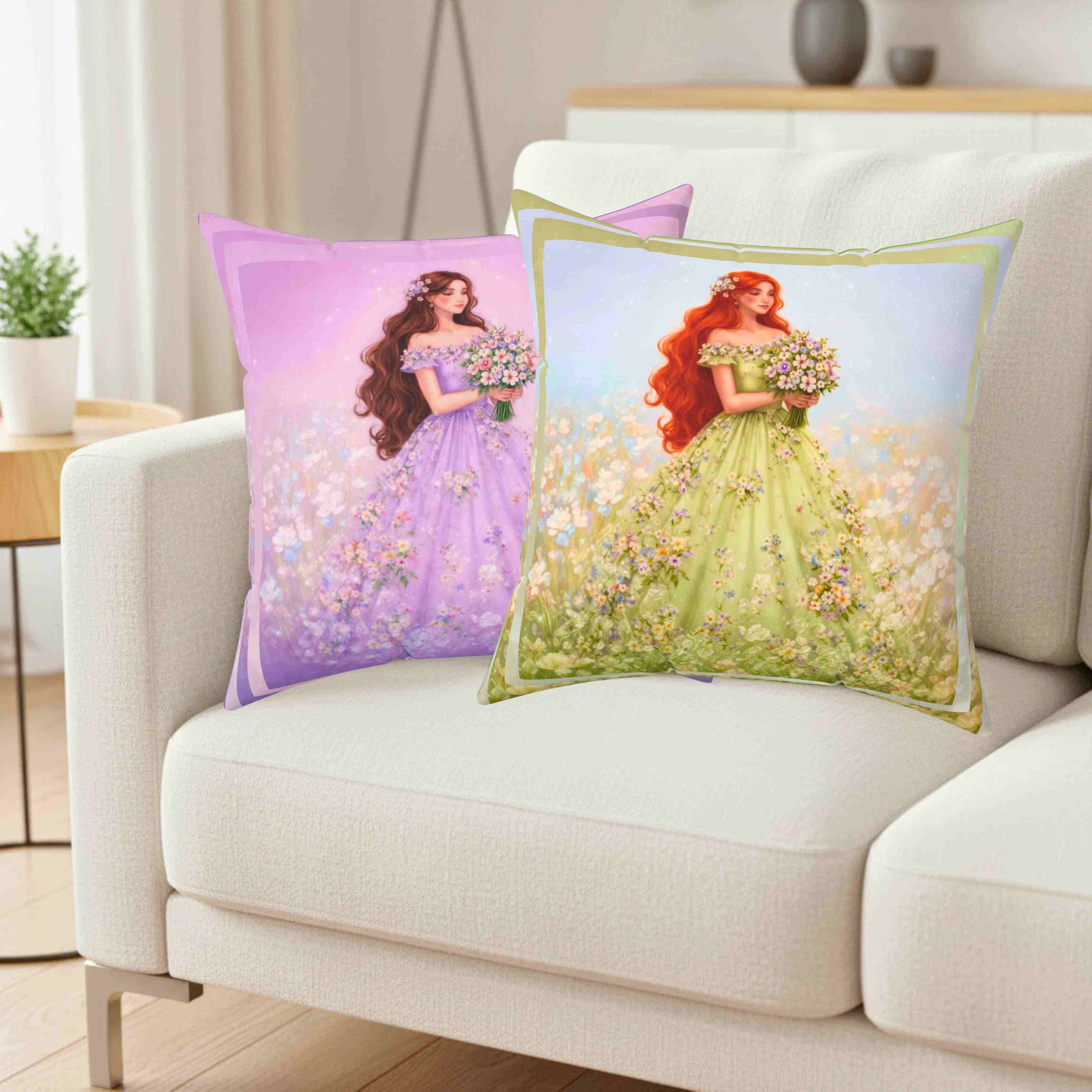Redhead Fairytale Princess Pillow | Square Cushion product thumbnail image Redhead Fairytale Princess Pillow | Square Cushion product thumbnail image