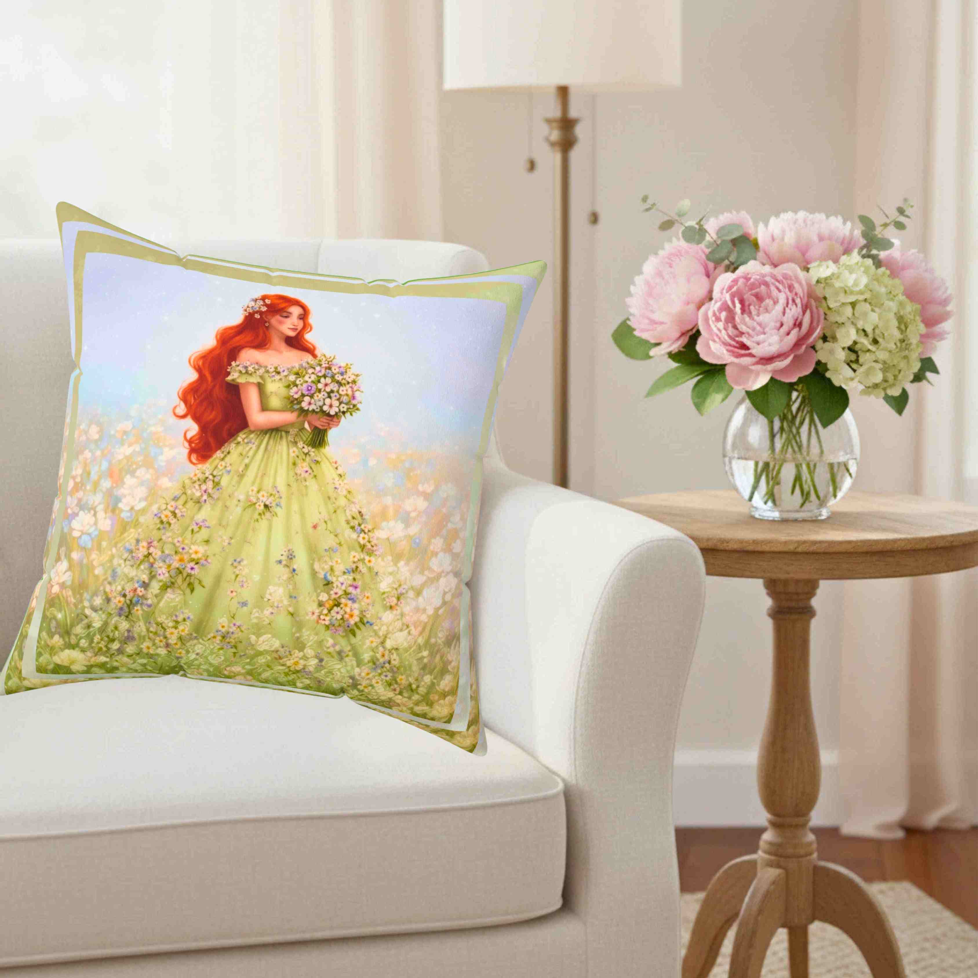 Redhead Fairytale Princess Pillow | Square Cushion product thumbnail image Redhead Fairytale Princess Pillow | Square Cushion product thumbnail image