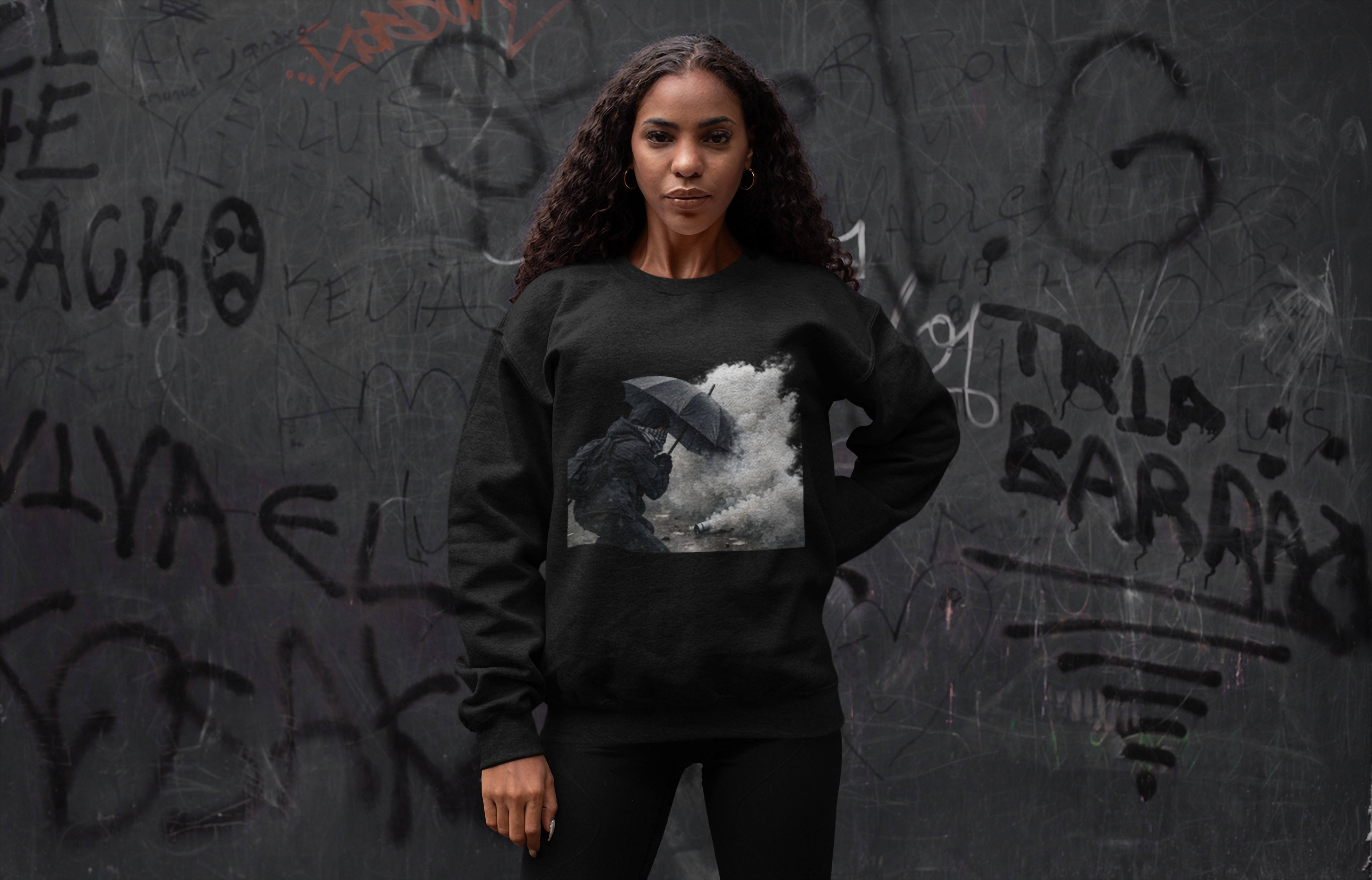 Umbrella of Resistance Unisex Sweatshirt | Protest Art Streetwear | Statement Graphic Crewneck product thumbnail image