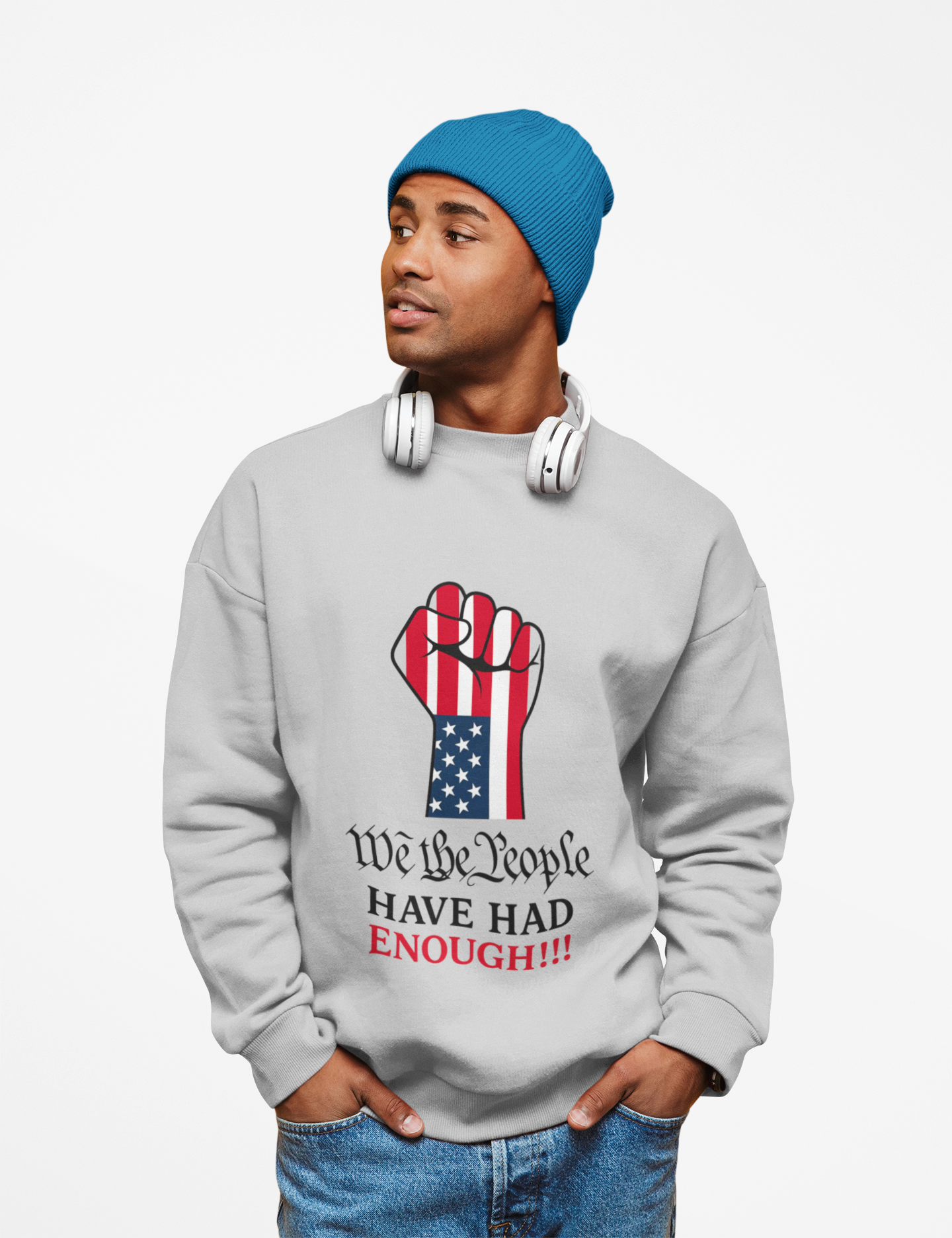 "We the People Have Had Enough" Patriotic Fist Protest Design —  Unisex Crewneck Sweatshirt  product thumbnail image