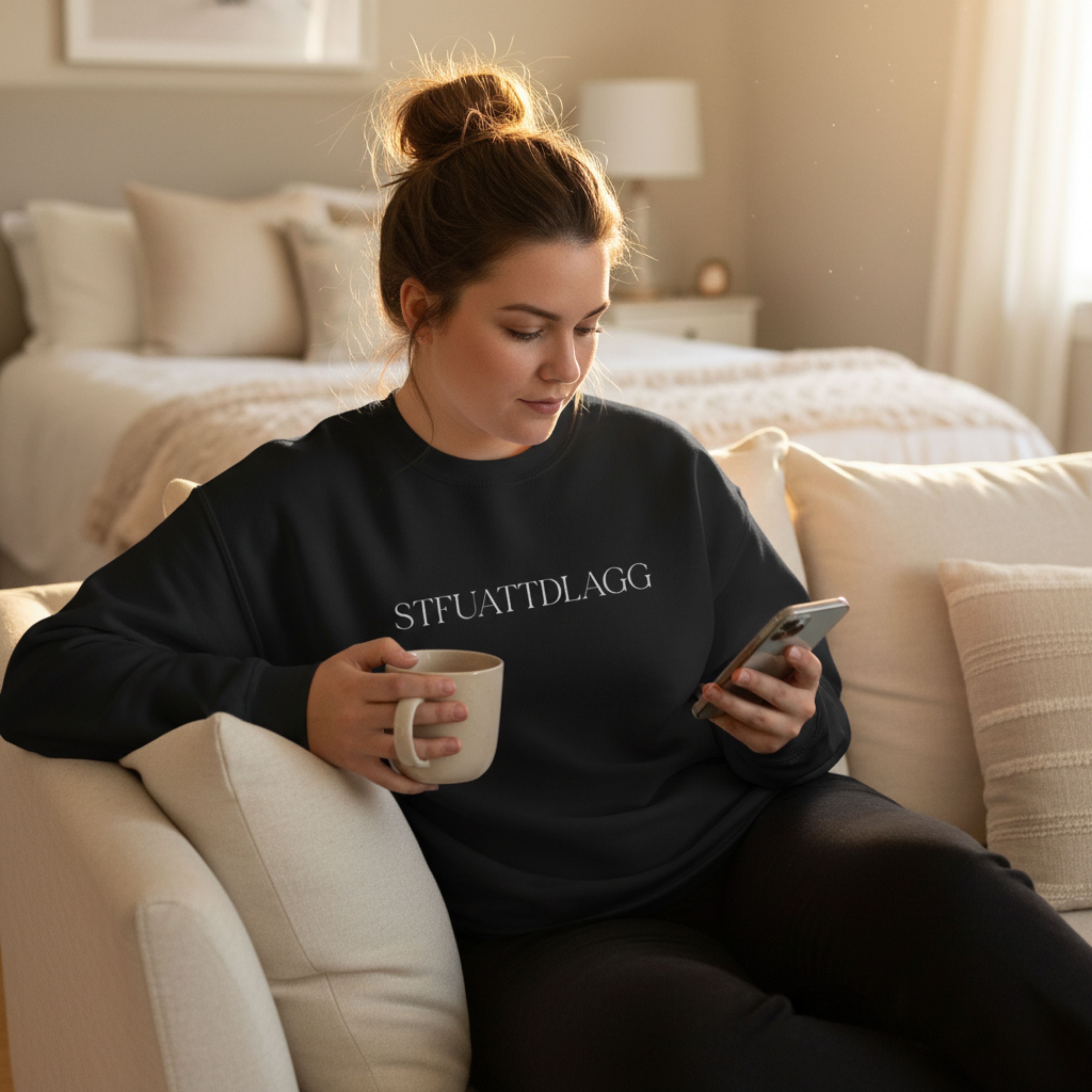BookTok 'STFUATTDLAGG' Sweatshirt – Subtle Text Graphic, Modern Casual Sweater product thumbnail image BookTok 'STFUATTDLAGG' Sweatshirt – Subtle Text Graphic, Modern Casual Sweater product thumbnail image