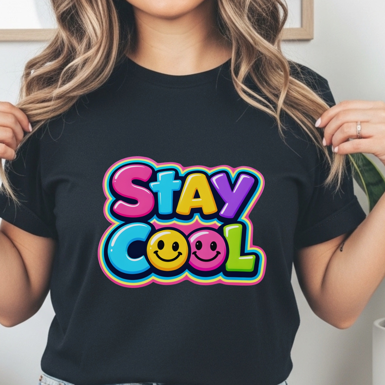 Stay Cool Smiley T-Shirt — Retro Colorful Graphic Tee product thumbnail image Stay Cool Smiley T-Shirt — Retro Colorful Graphic Tee product thumbnail image