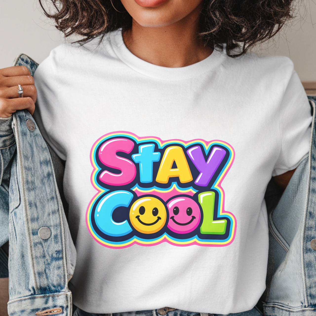 Stay Cool Smiley T-Shirt — Retro Colorful Graphic Tee