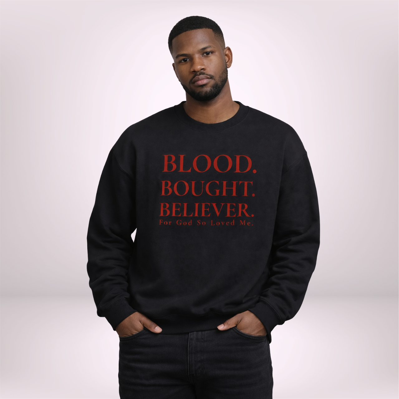 BLOOD. BOUGHT. BELIEVER. — Red on Black  product thumbnail image