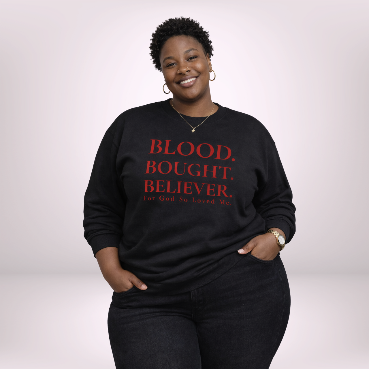 BLOOD. BOUGHT. BELIEVER. — Red on Black  product thumbnail image