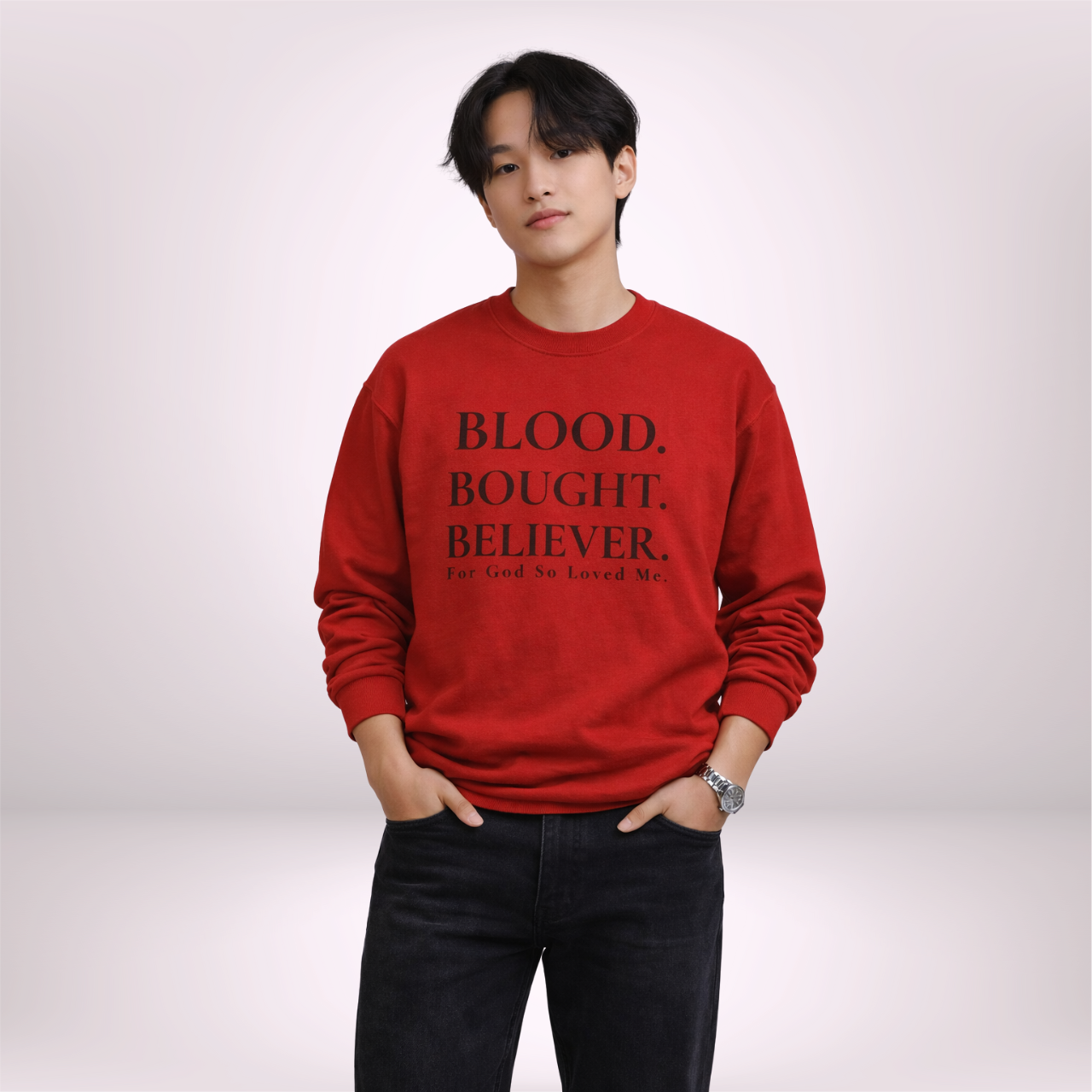 BLOOD. BOUGHT. BELIEVER. — Black  on Red product thumbnail image
