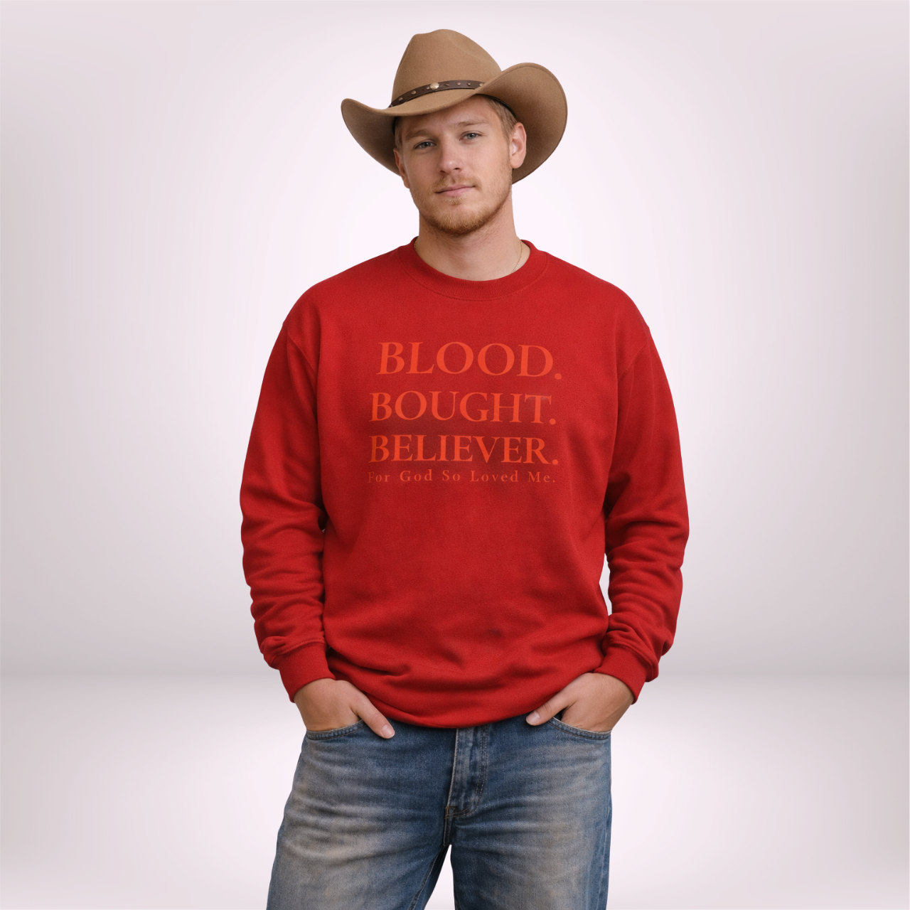 BLOOD. BOUGHT. BELIEVER. — Red on Red (Monochrome) product thumbnail image BLOOD. BOUGHT. BELIEVER. — Red on Red (Monochrome) product thumbnail image
