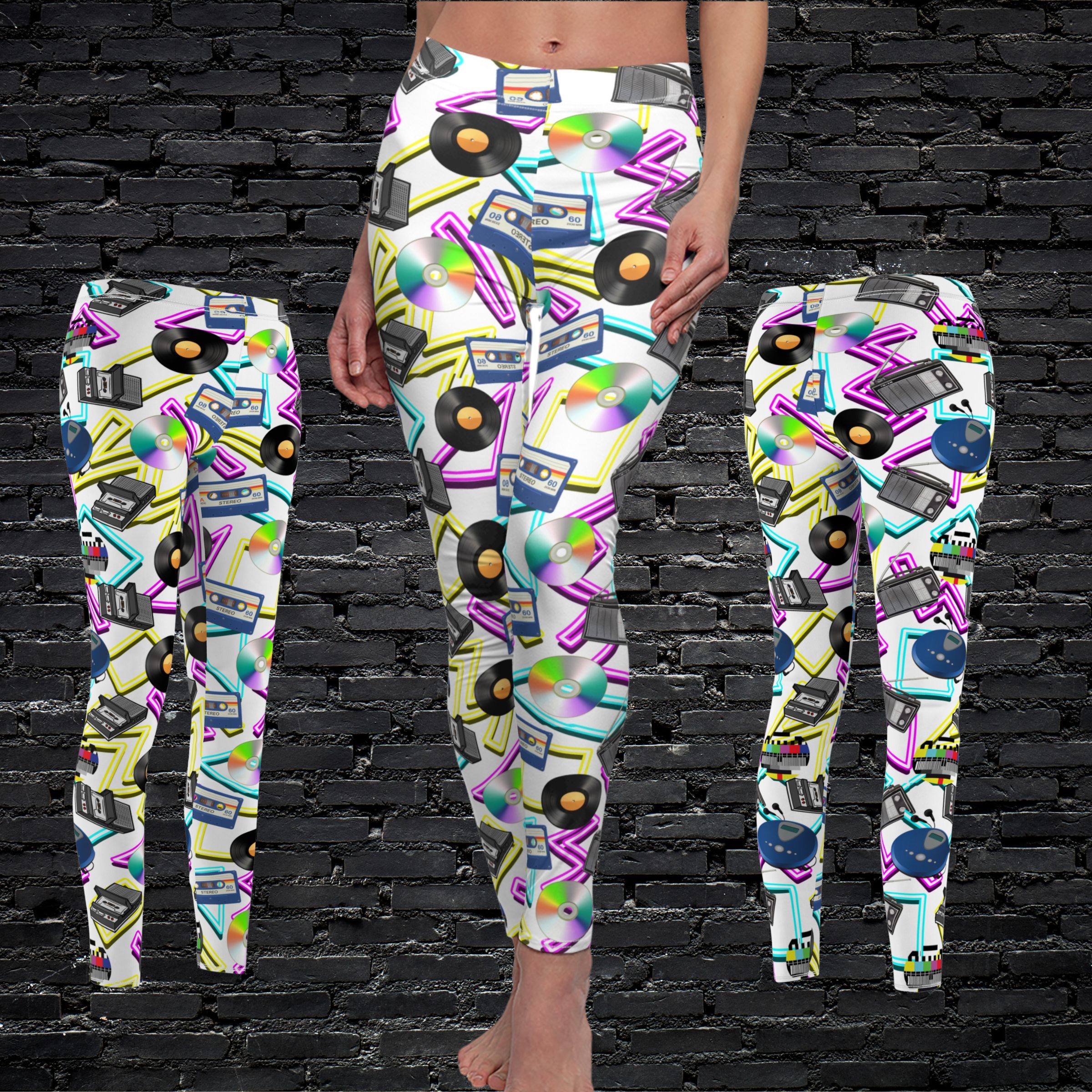 Women's Cut &amp; Sew Casual Leggings (AOP) Retro vibe product thumbnail image