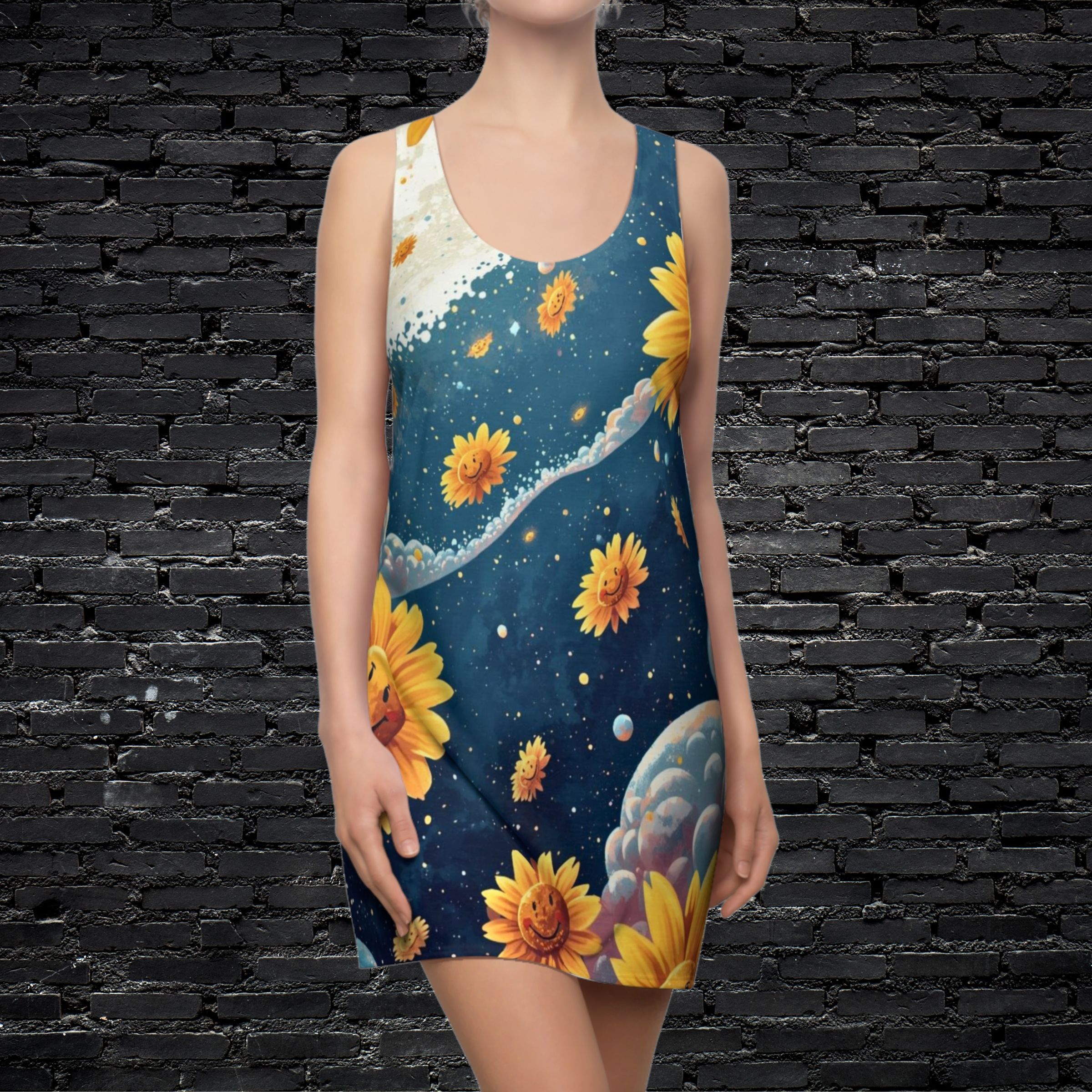 Women's Cut &amp; Sew Racerback Dress (AOP)-Smiling Flowers product thumbnail image