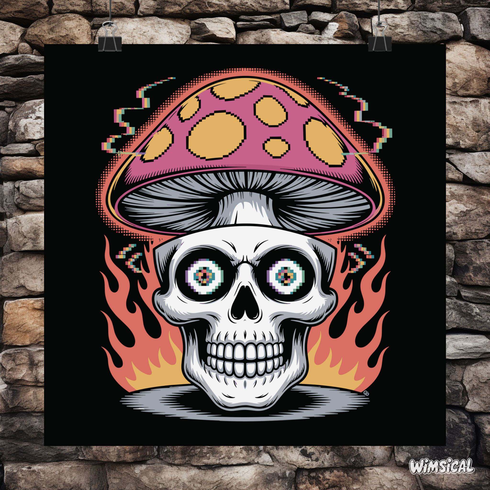 Shroom Skull — Psychedelic Flame Mushroom Poster