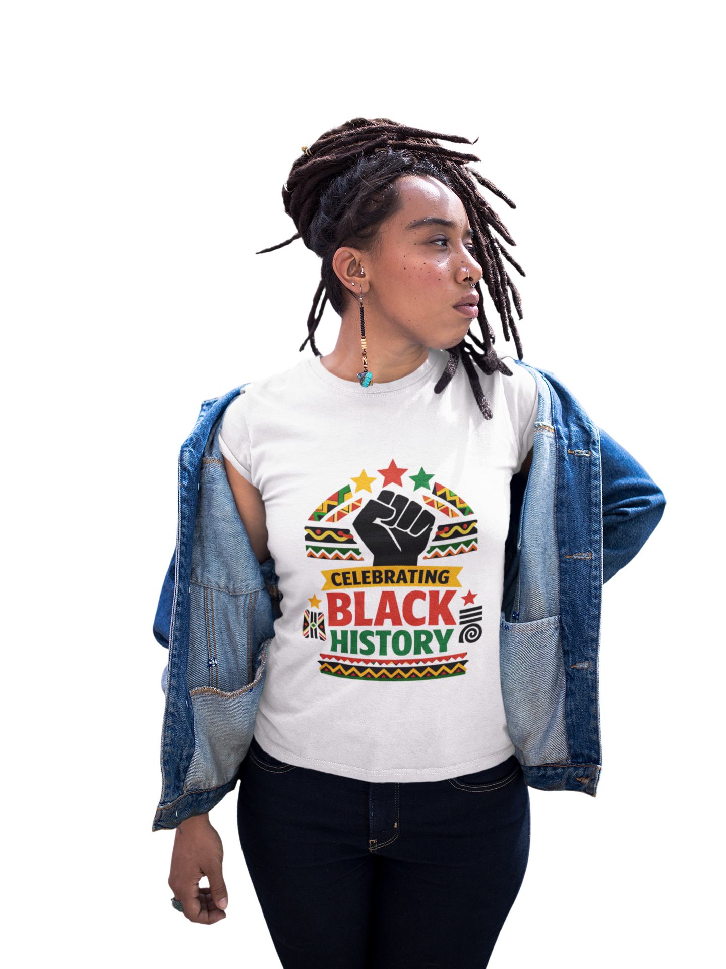 Black History Celebrating Tee — Raised Fist Afrocentric Graphic T-Shirt product thumbnail image