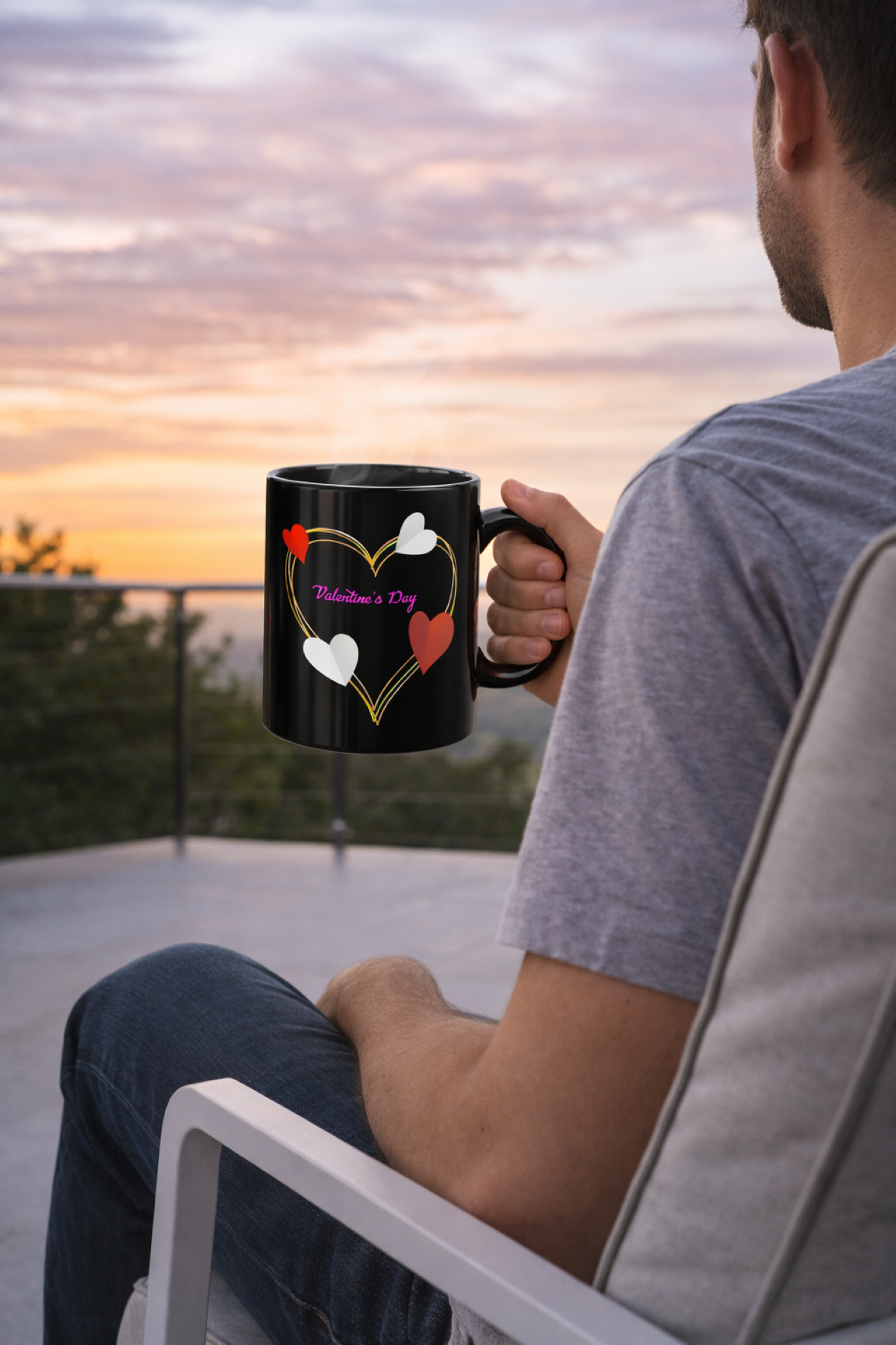 Valentine's Day Heart Coffee Mug – 11oz Black Ceramic product thumbnail image Valentine's Day Heart Coffee Mug – 11oz Black Ceramic product thumbnail image