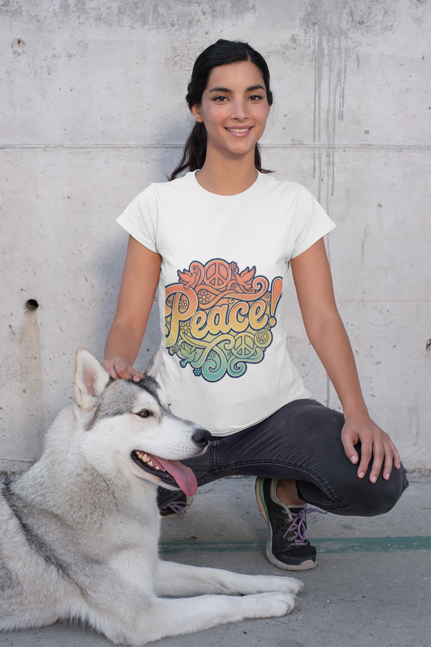 Peace! Retro Hippie T-Shirt — Rainbow Peace Sign Graphic Tee product thumbnail image Peace! Retro Hippie T-Shirt — Rainbow Peace Sign Graphic Tee product thumbnail image