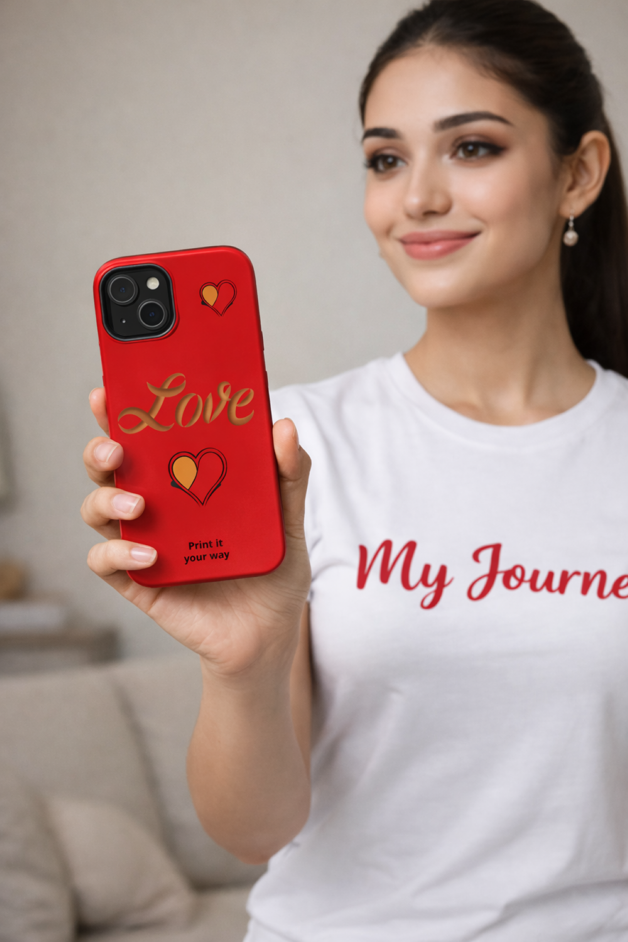Personalized Love Heart Phone Case — Magnetic Impact-Resistant