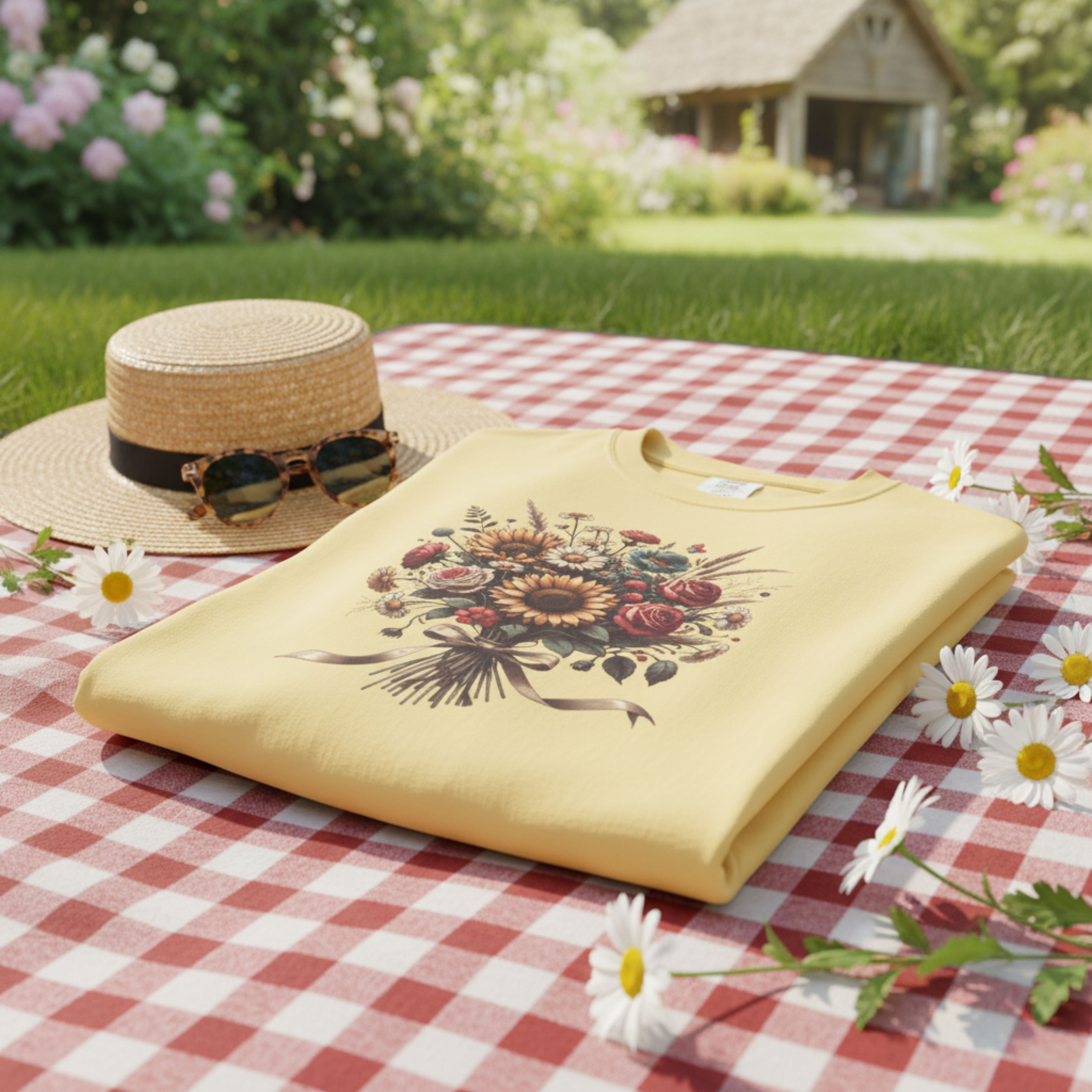 Floral Bouquet T-Shirt - Sunflower &amp; Wildflower Graphic T-Shirt product thumbnail image