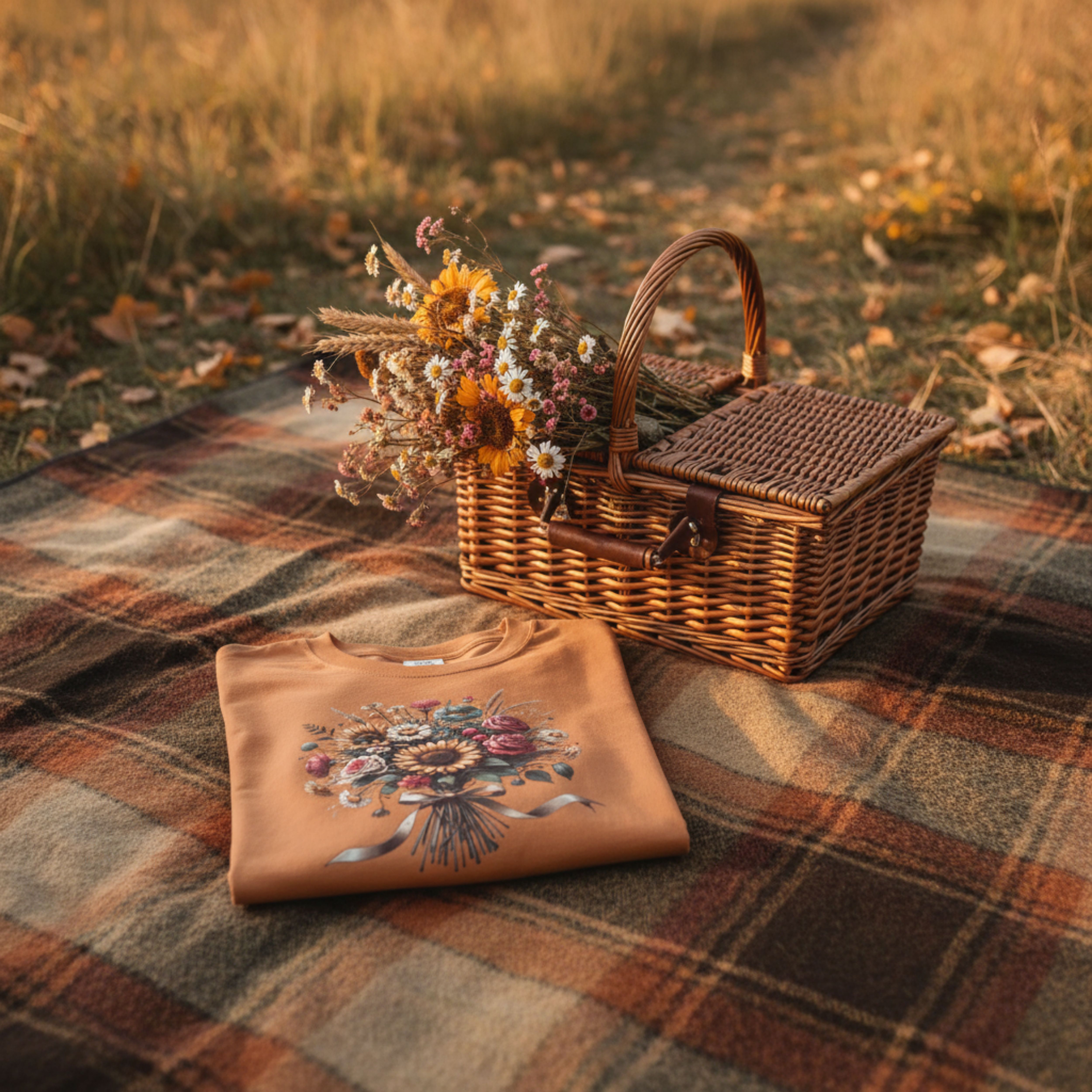 Floral Bouquet T-Shirt - Sunflower &amp; Wildflower Graphic T-Shirt product thumbnail image