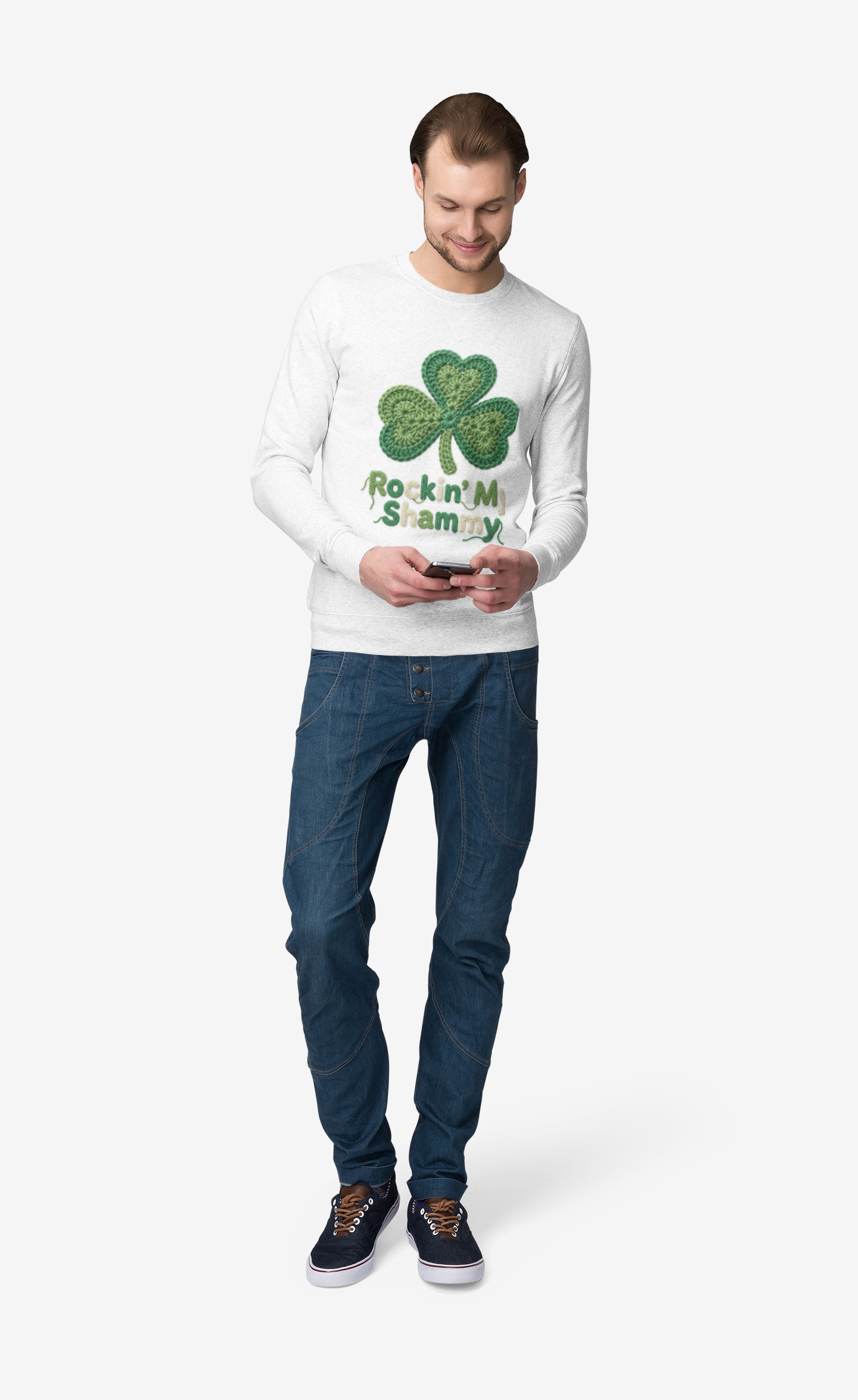Rockn' My Shammy Vintage Crochet St. Patrick's Sweatshirt product thumbnail image Rockn' My Shammy Vintage Crochet St. Patrick's Sweatshirt product thumbnail image