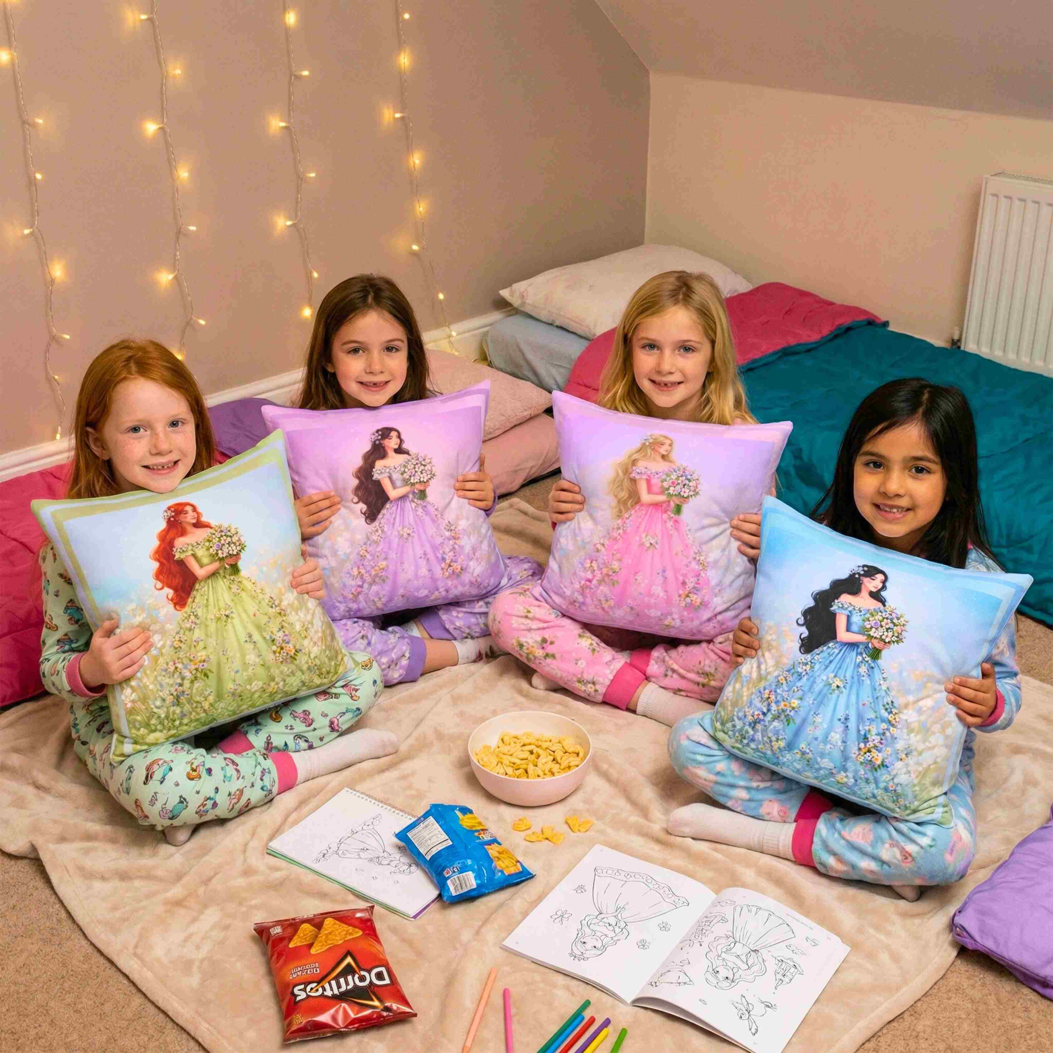 Redhead Fairytale Princess Pillow | Square Cushion product thumbnail image Redhead Fairytale Princess Pillow | Square Cushion product thumbnail image