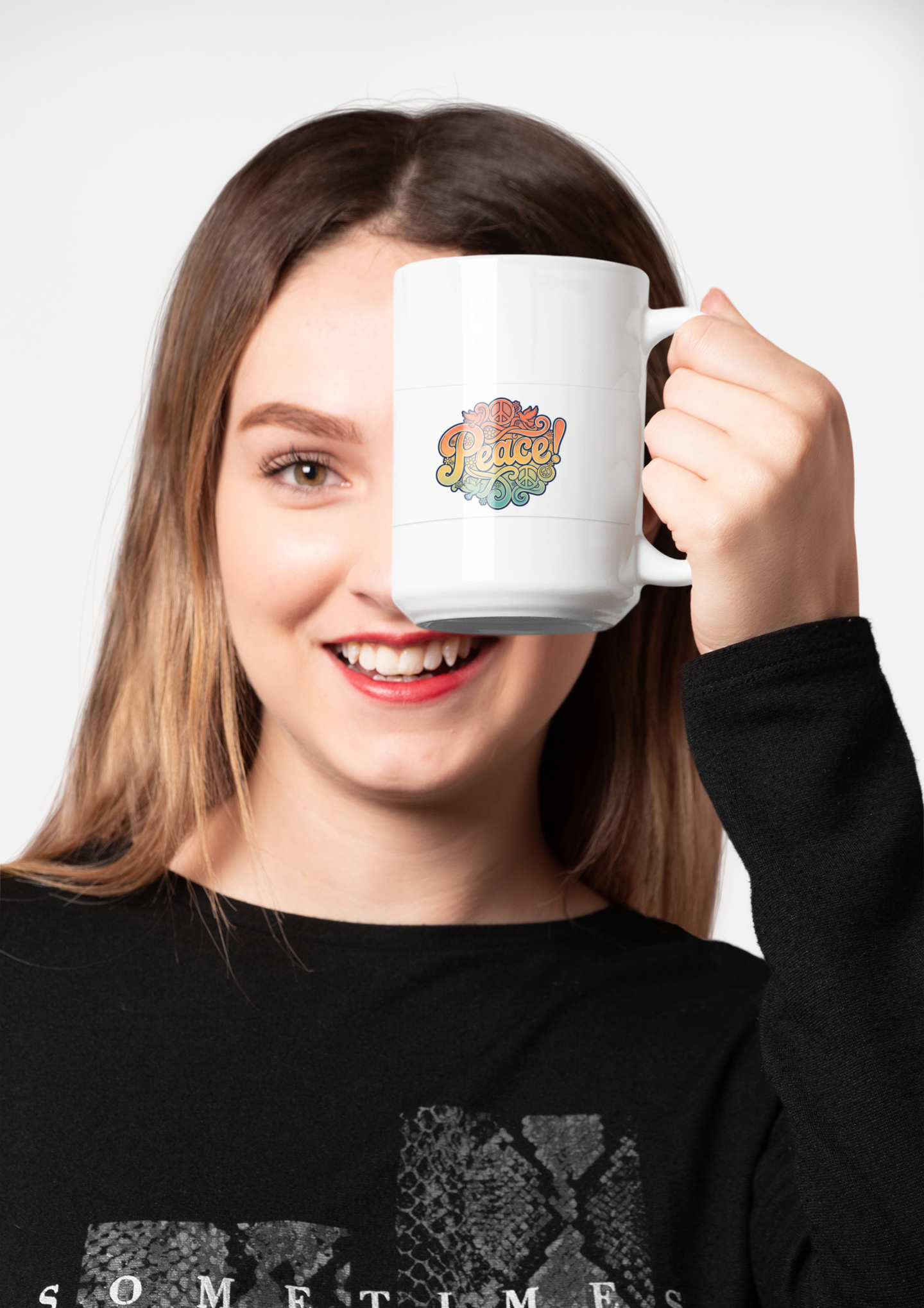 Peace! Retro Rainbow 20oz Jumbo Mug — Hippie Flower Power Coffee Cup product thumbnail image