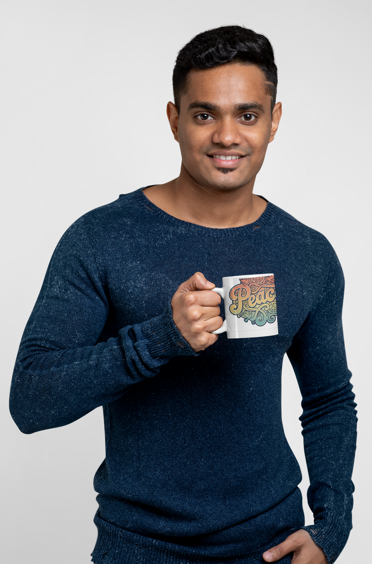 Peace! Retro Rainbow 20oz Jumbo Mug — Hippie Flower Power Coffee Cup product thumbnail image