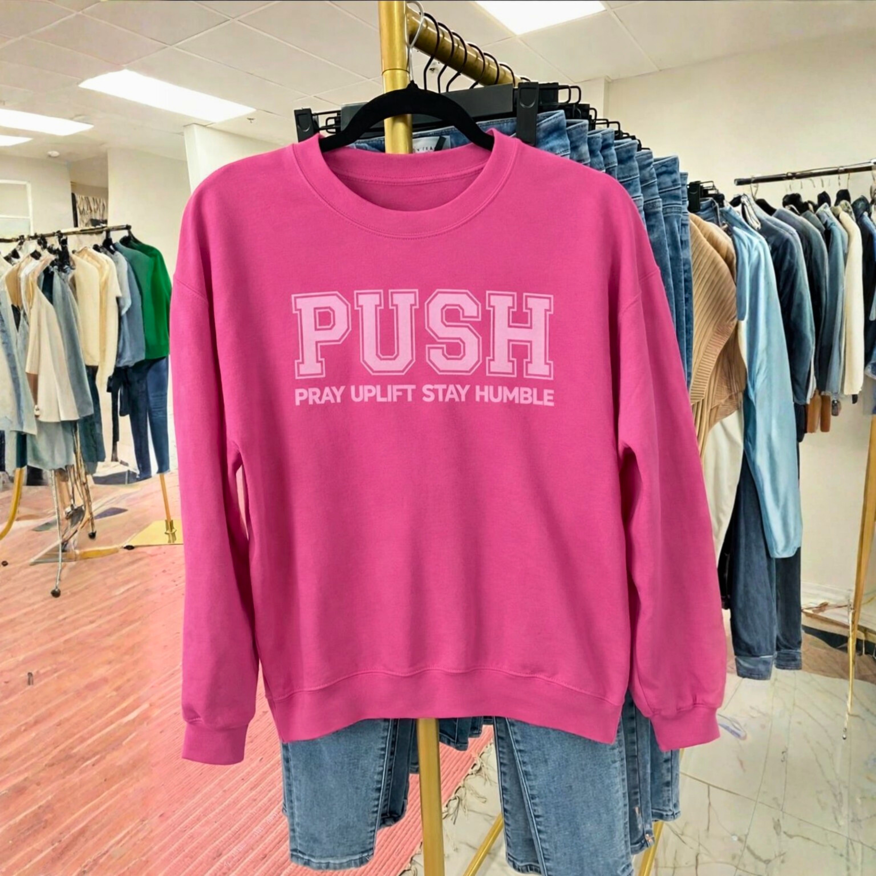 Unisex Crewneck Sweatshirt - PUSH Pink Design
