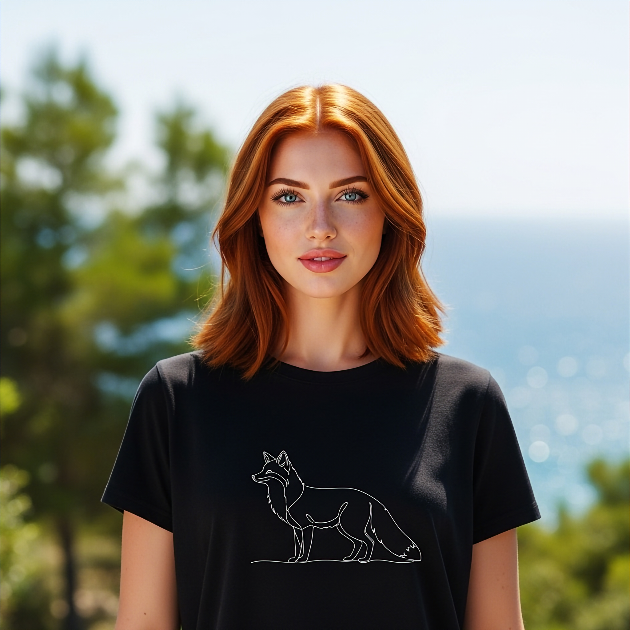 Fox Outline T-Shirt — Minimalist Line Art Graphic Tee for Nature &amp; Animal Lovers