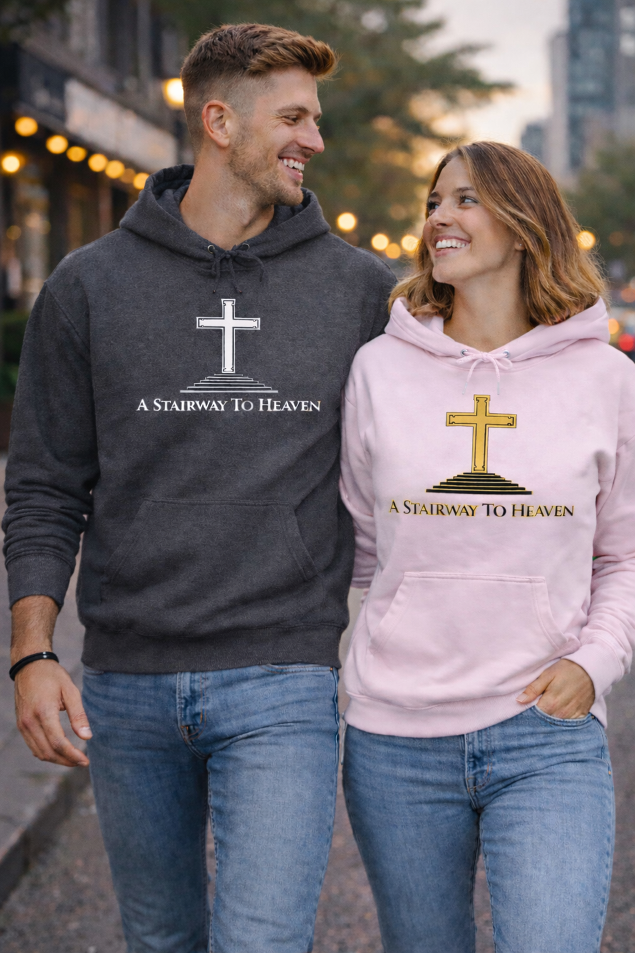 Stairway to Heaven Cross Hoodie — Christian Faith Prayer Sweatshirt product thumbnail image