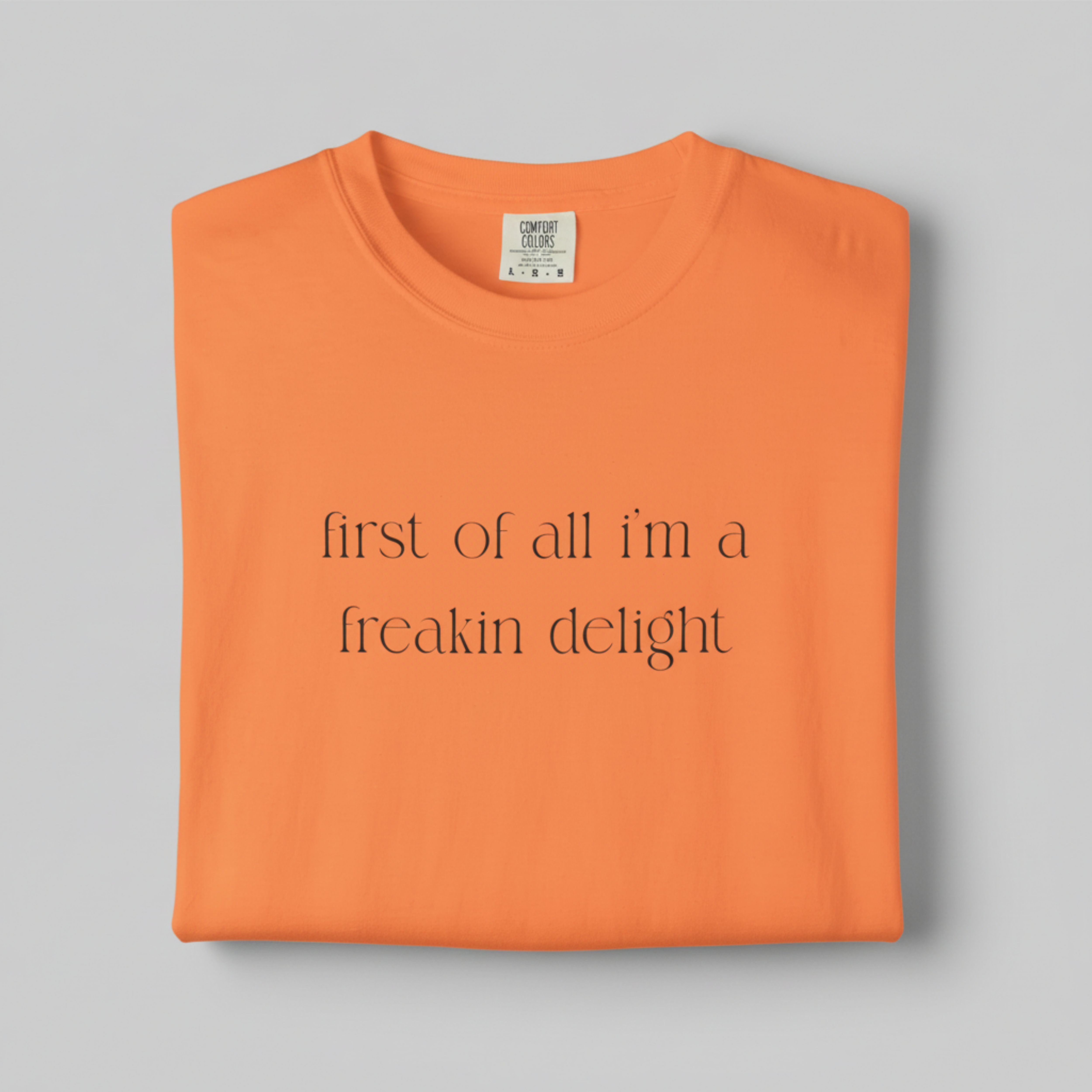 "first of all i’m a freakin delight" Minimal Quote T-Shirt product thumbnail image "first of all i’m a freakin delight" Minimal Quote T-Shirt product thumbnail image