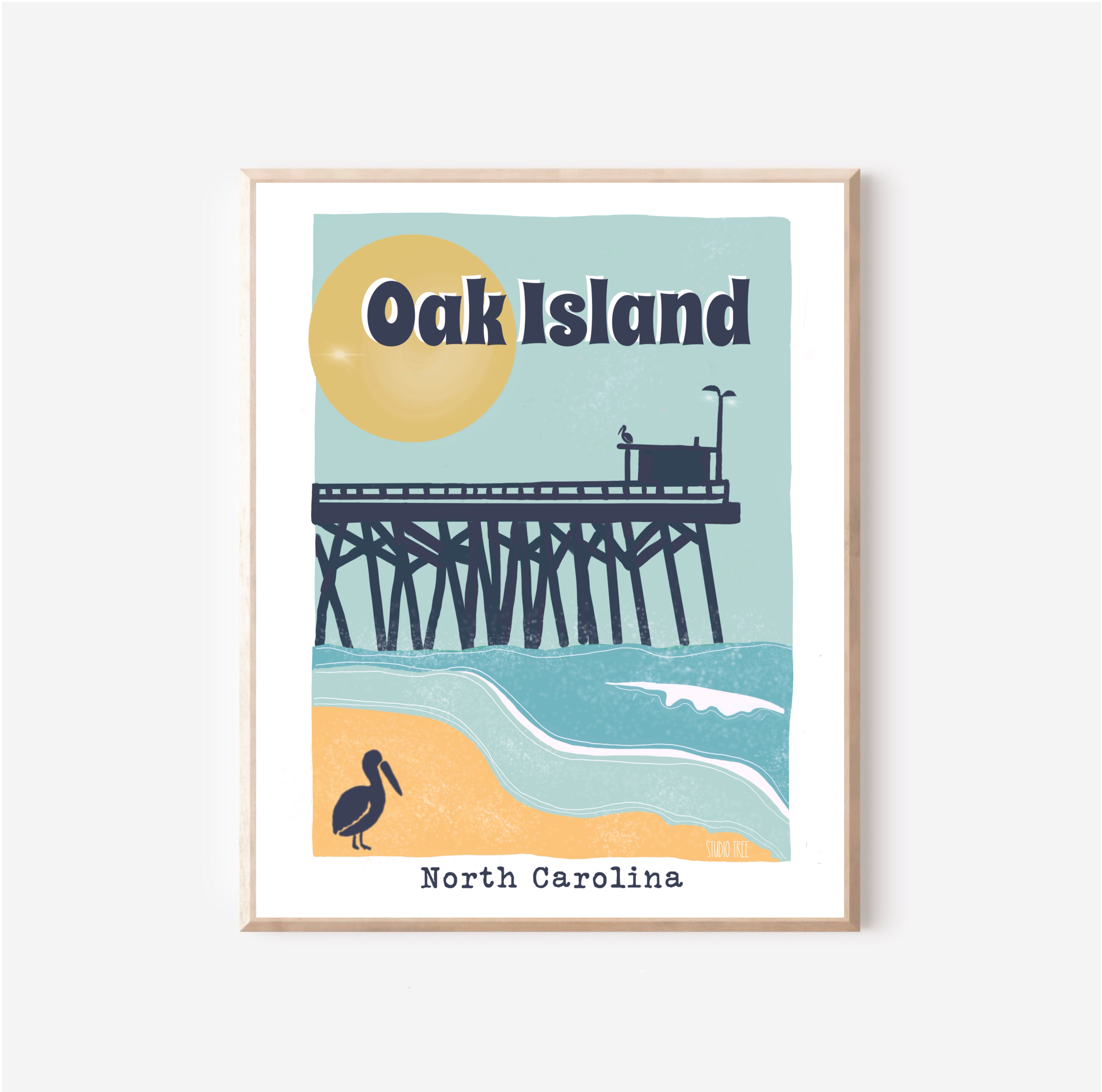 Oak Island North Carolina Matte Poster — Retro Beach Pier Wall Art product thumbnail image Oak Island North Carolina Matte Poster — Retro Beach Pier Wall Art product thumbnail image