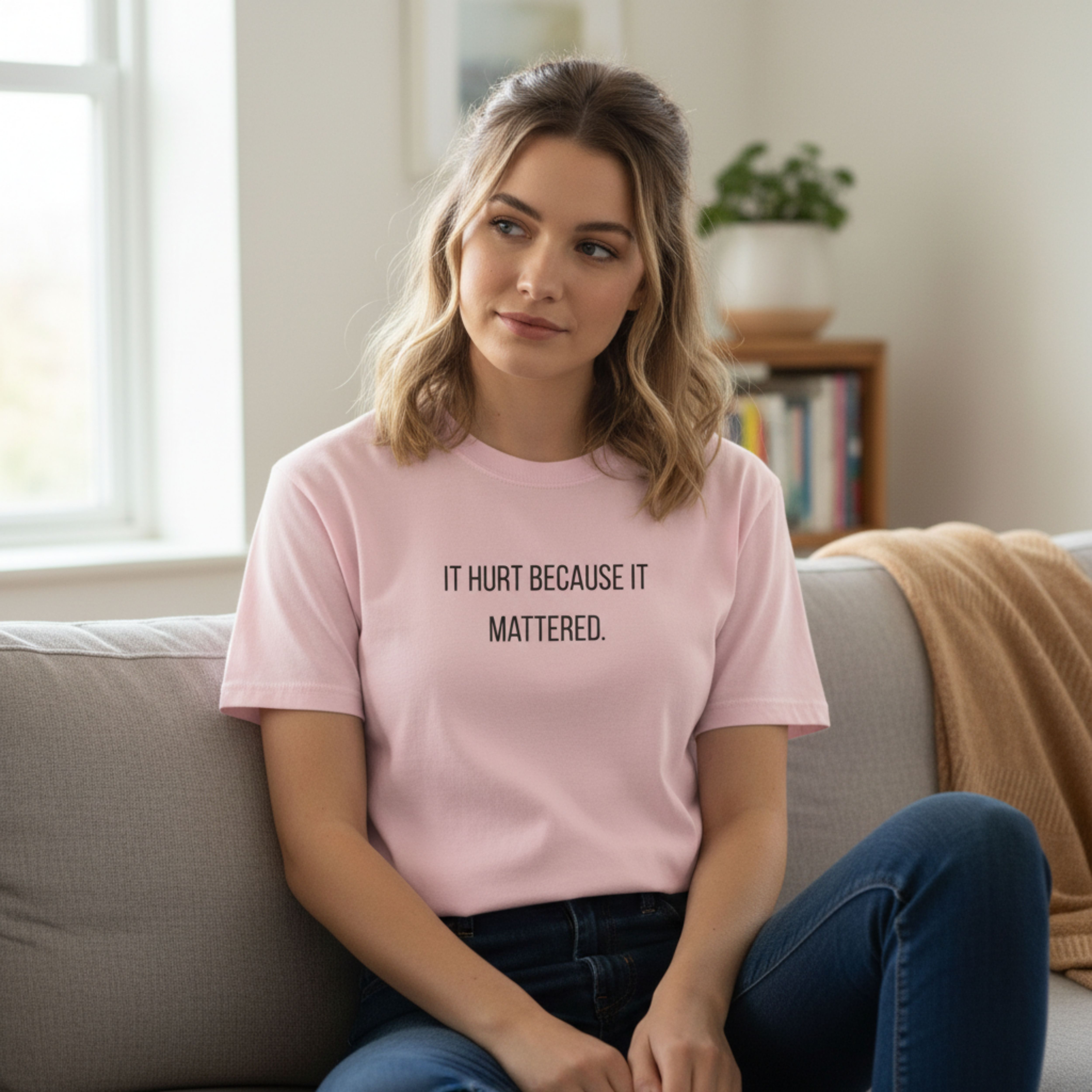 “It Hurt Because It Mattered.” Inspirational Quote T-Shirt product thumbnail image “It Hurt Because It Mattered.” Inspirational Quote T-Shirt product thumbnail image