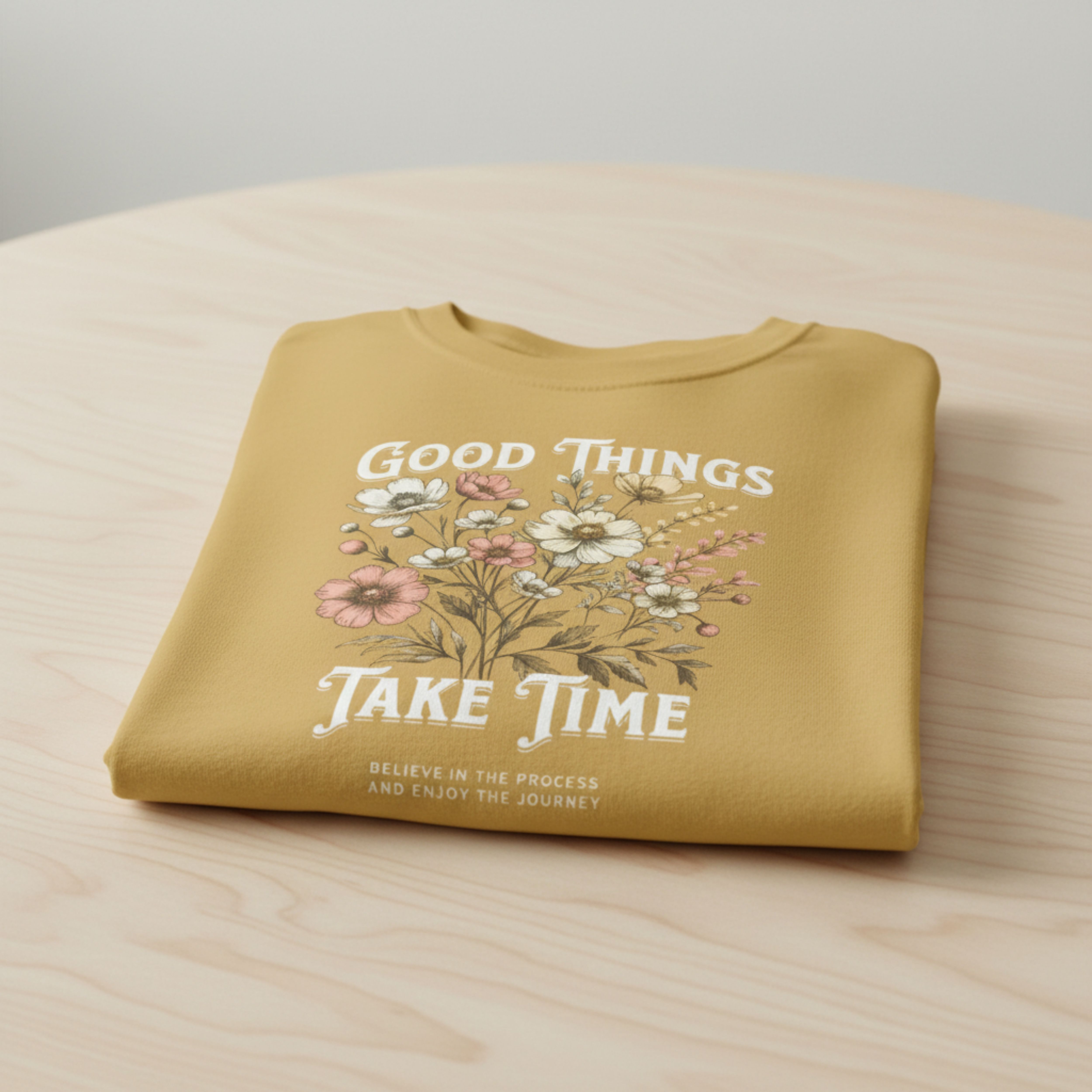 Good Things Take Time Floral T-Shirt — Vintage Relaxed Tee product thumbnail image Good Things Take Time Floral T-Shirt — Vintage Relaxed Tee product thumbnail image