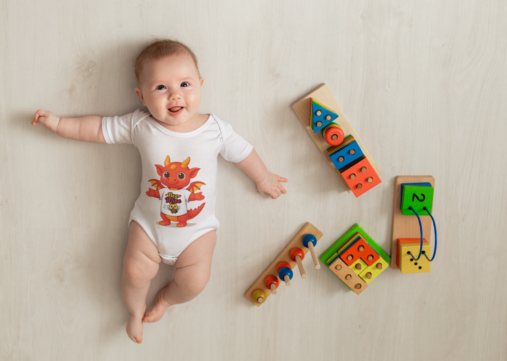 “Bee Mine, Little Valentine 🐝❤️” - Baby Dragon Bodysuit - Cute Red Dragon Infant Onesie product thumbnail image “Bee Mine, Little Valentine 🐝❤️” - Baby Dragon Bodysuit - Cute Red Dragon Infant Onesie product thumbnail image