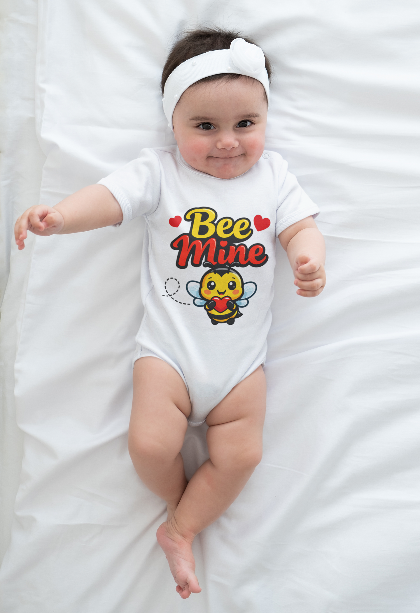 Baby Bodysuit — "Bee Mine" Cute Valentine Infant Onesie product thumbnail image Baby Bodysuit — "Bee Mine" Cute Valentine Infant Onesie product thumbnail image