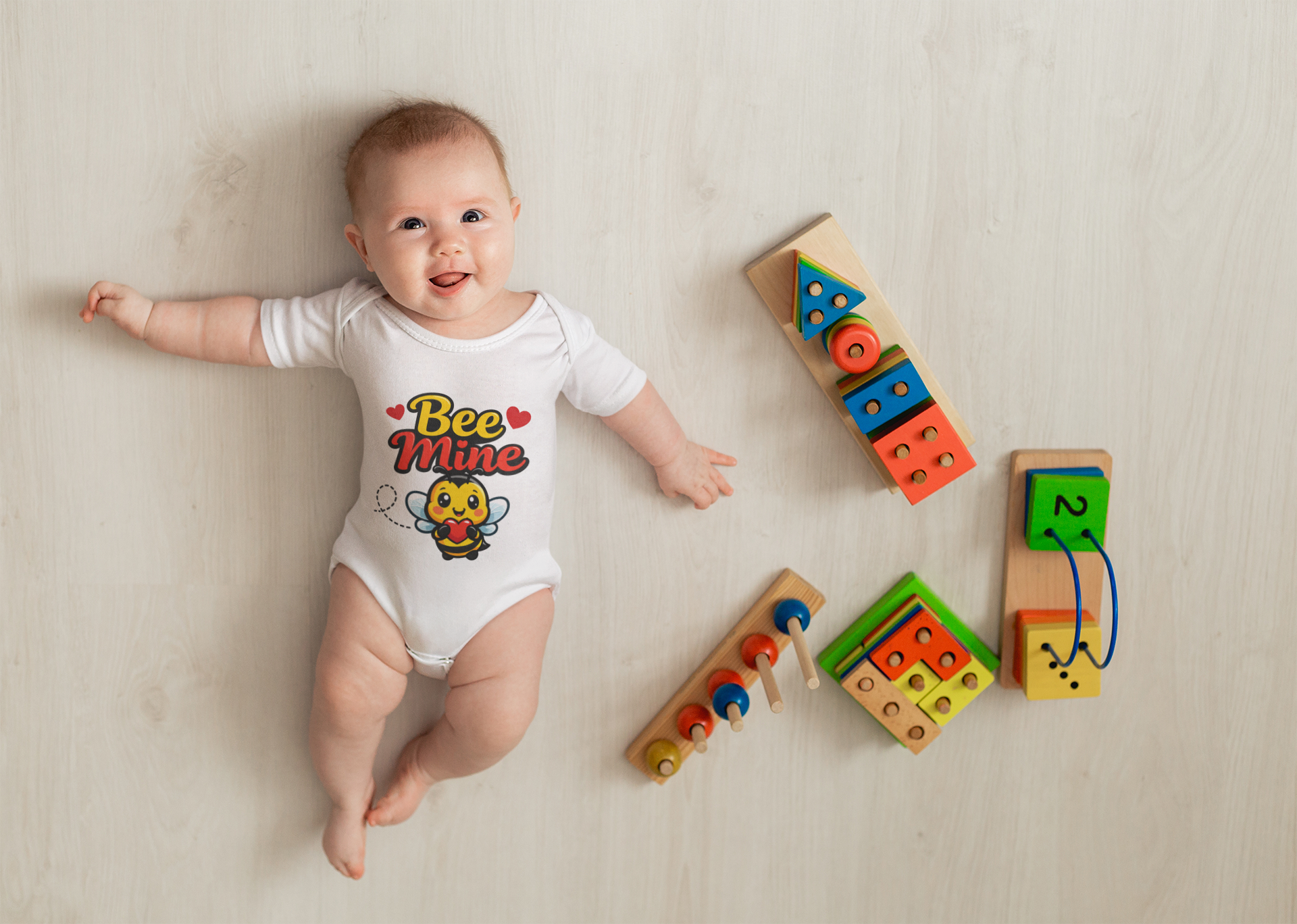 Baby Bodysuit — "Bee Mine" Cute Valentine Infant Onesie product thumbnail image Baby Bodysuit — "Bee Mine" Cute Valentine Infant Onesie product thumbnail image