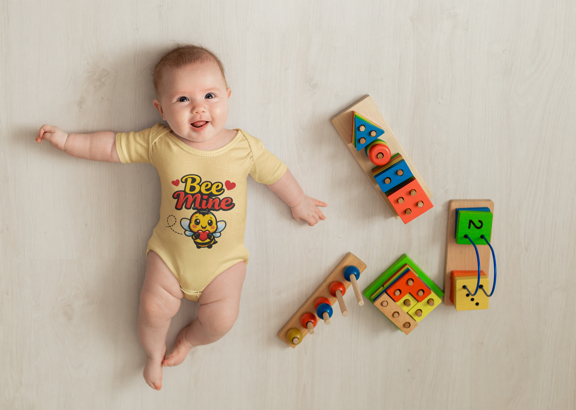 Baby Bodysuit — "Bee Mine" Cute Valentine Infant Onesie product thumbnail image Baby Bodysuit — "Bee Mine" Cute Valentine Infant Onesie product thumbnail image