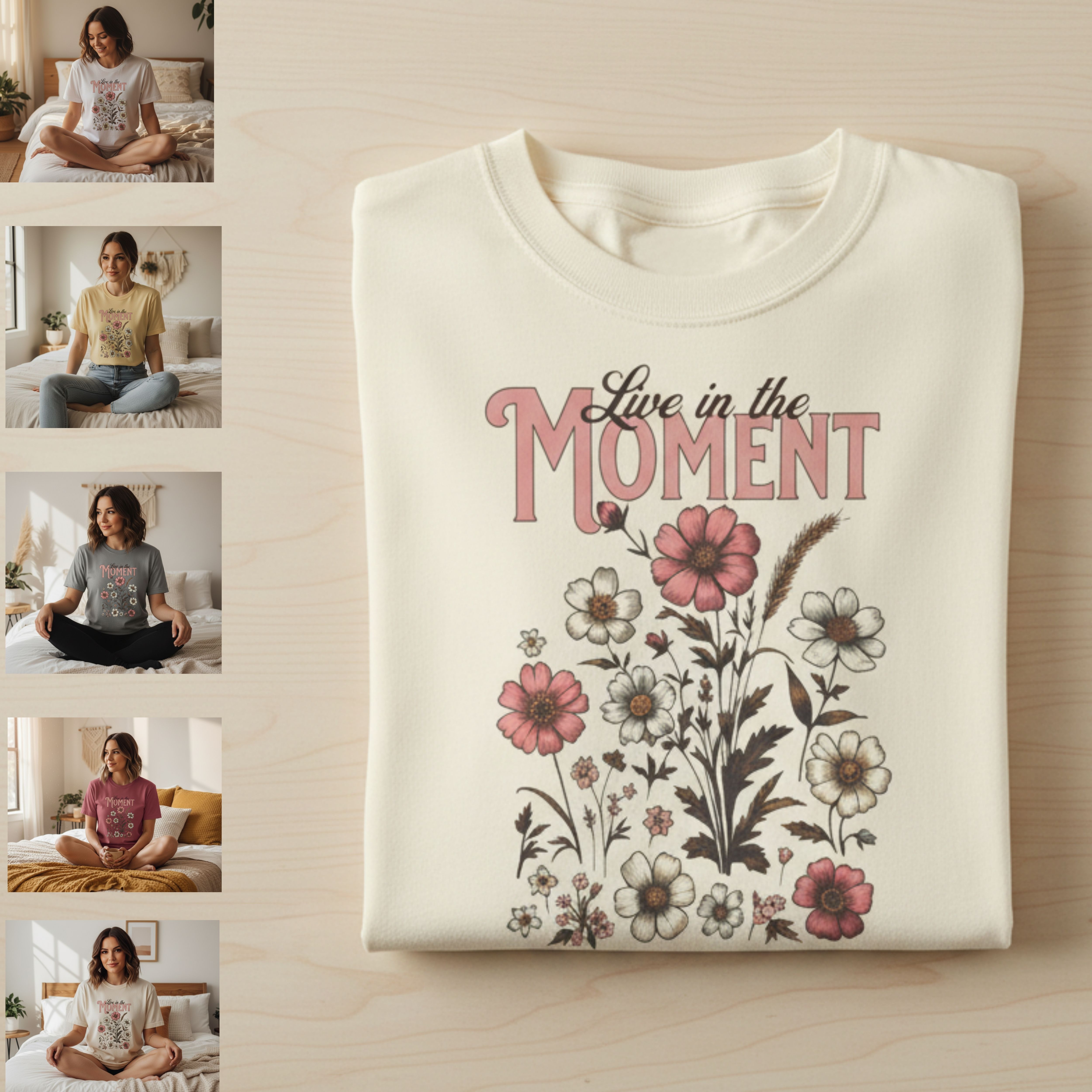 Live in the Moment Floral Graphic T-Shirt product thumbnail image