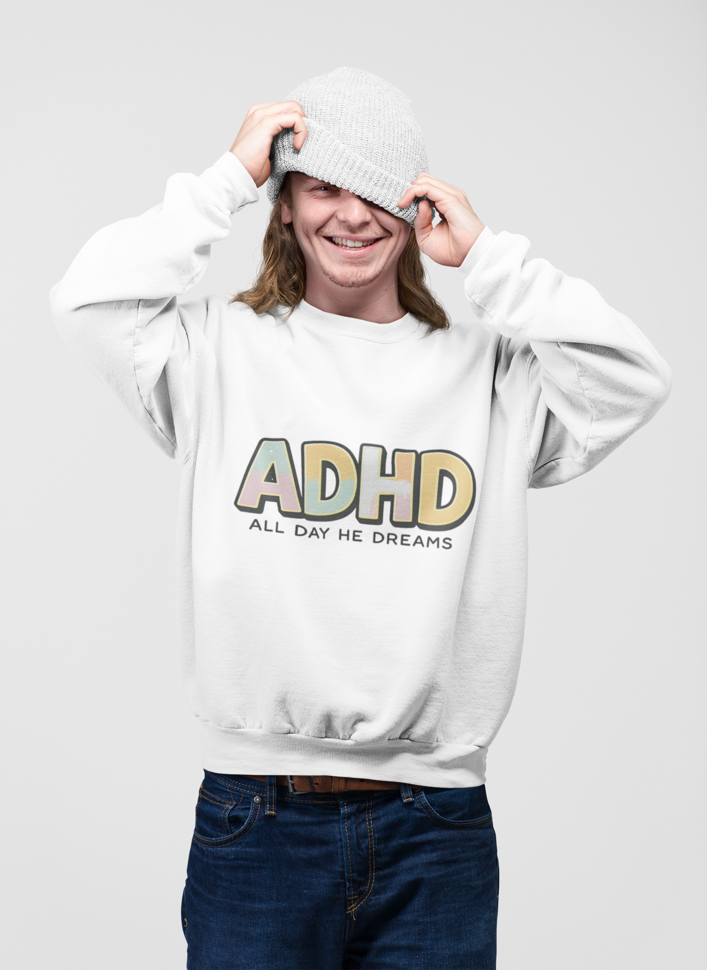 ADHD All Day He Dreams Retro Sweatshirt