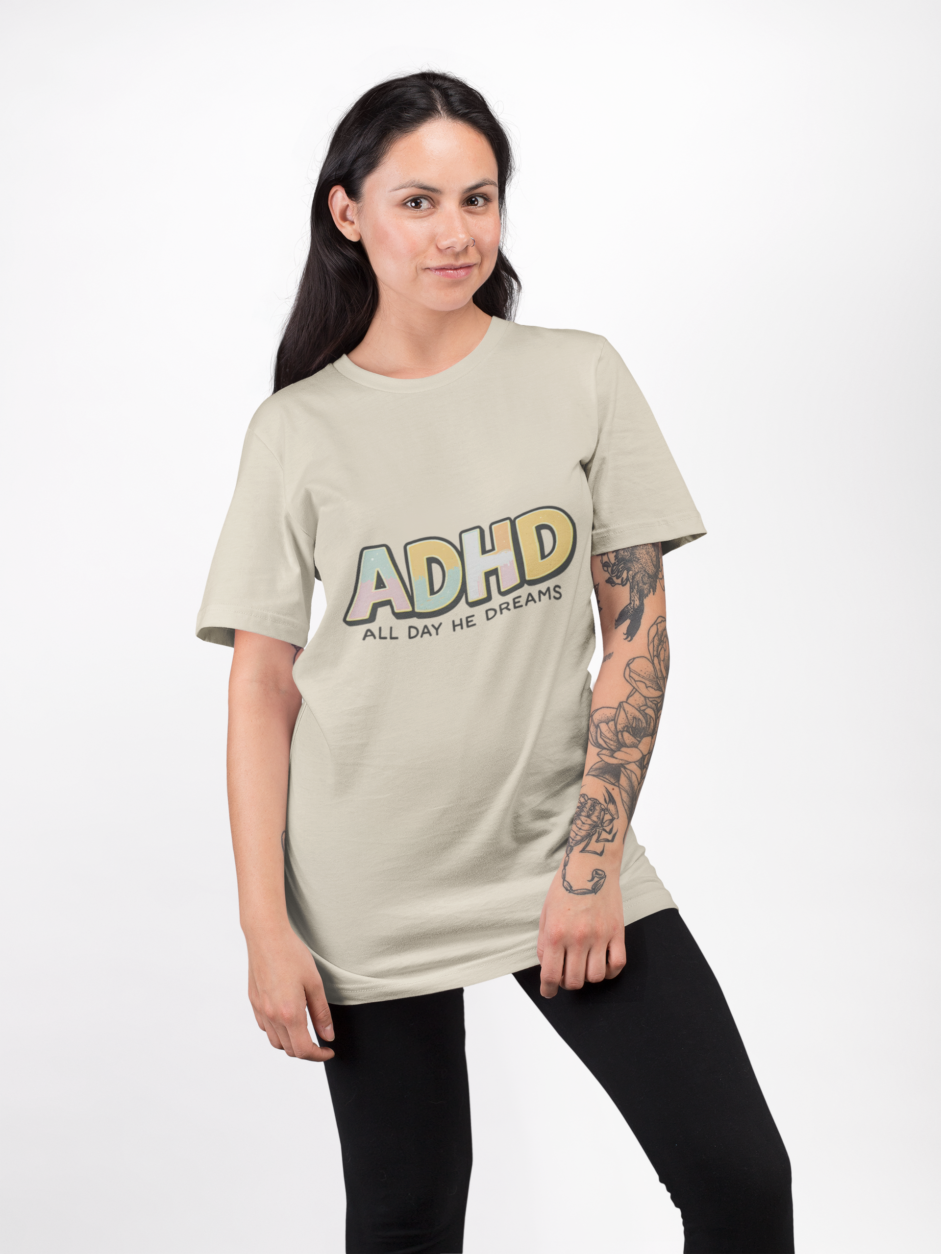 ADHD All Day He Dreams T-Shirt — Retro Pastel Awareness Tee product thumbnail image ADHD All Day He Dreams T-Shirt — Retro Pastel Awareness Tee product thumbnail image