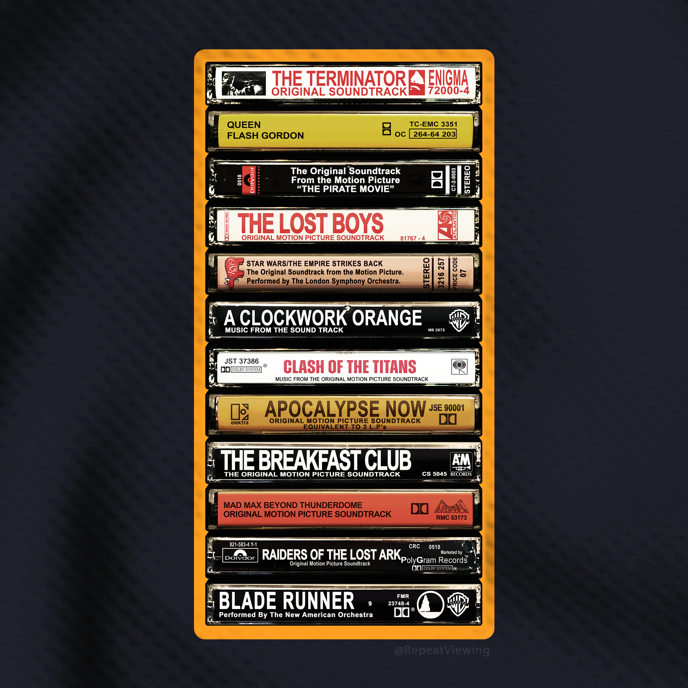 Movie Soundtrack Cassette Tape Stack Tee | Retro Music 70s 80s
