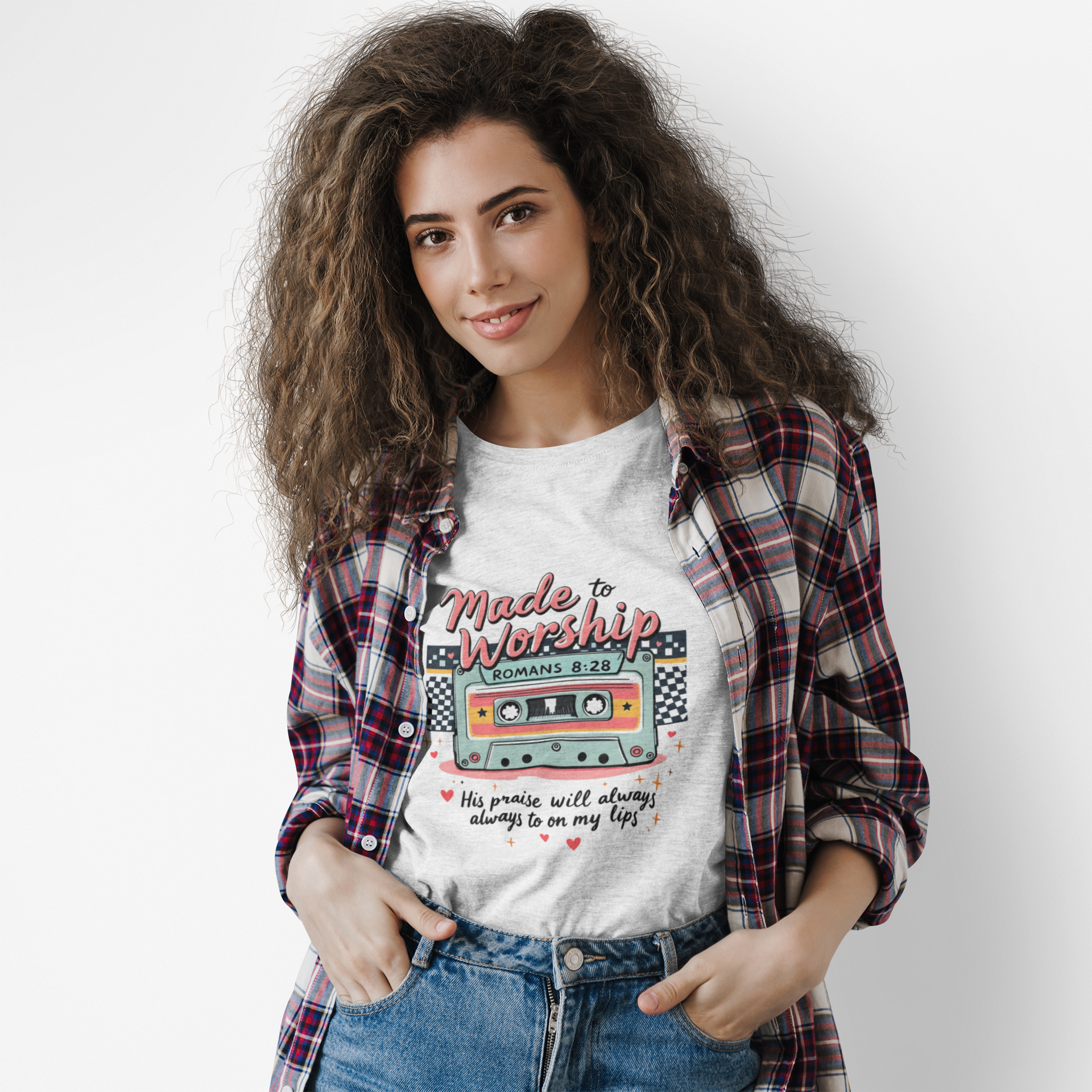 Worship Mixtape T-Shirt  | Made to Worship Retro Cassette Christian Tee | Faith Graphic Shirt
