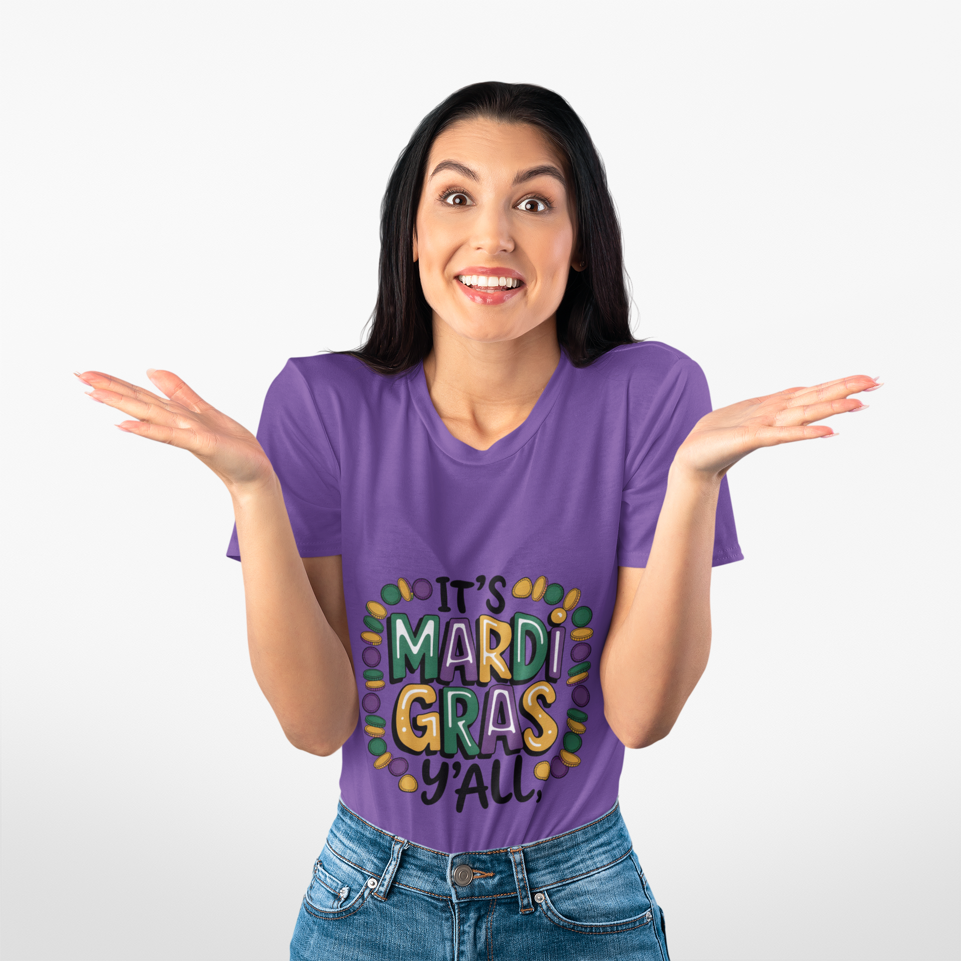 Mardi Gras Y'all T-Shirt | Retro Carnival Graphic Tee | Louisiana Festival 