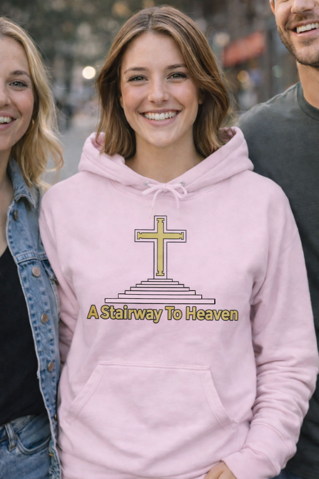 Stairway to Heaven Cross Hoodie — Christian Faith Prayer Sweatshirt product thumbnail image Stairway to Heaven Cross Hoodie — Christian Faith Prayer Sweatshirt product thumbnail image