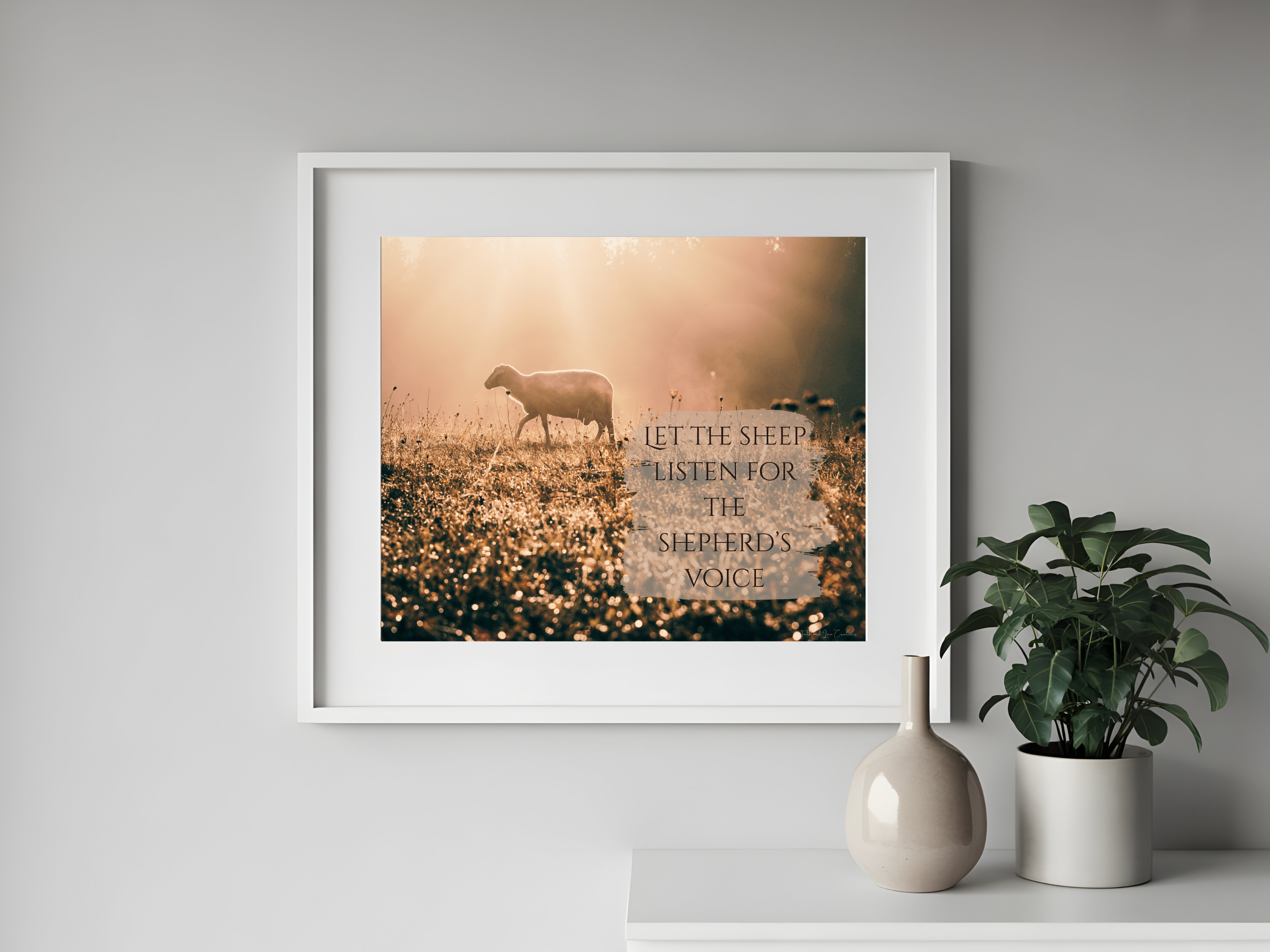 Christian Sheep Art • Listen for the Shepherd’s Voice • Faith-Inspired Pastoral Wall Decor