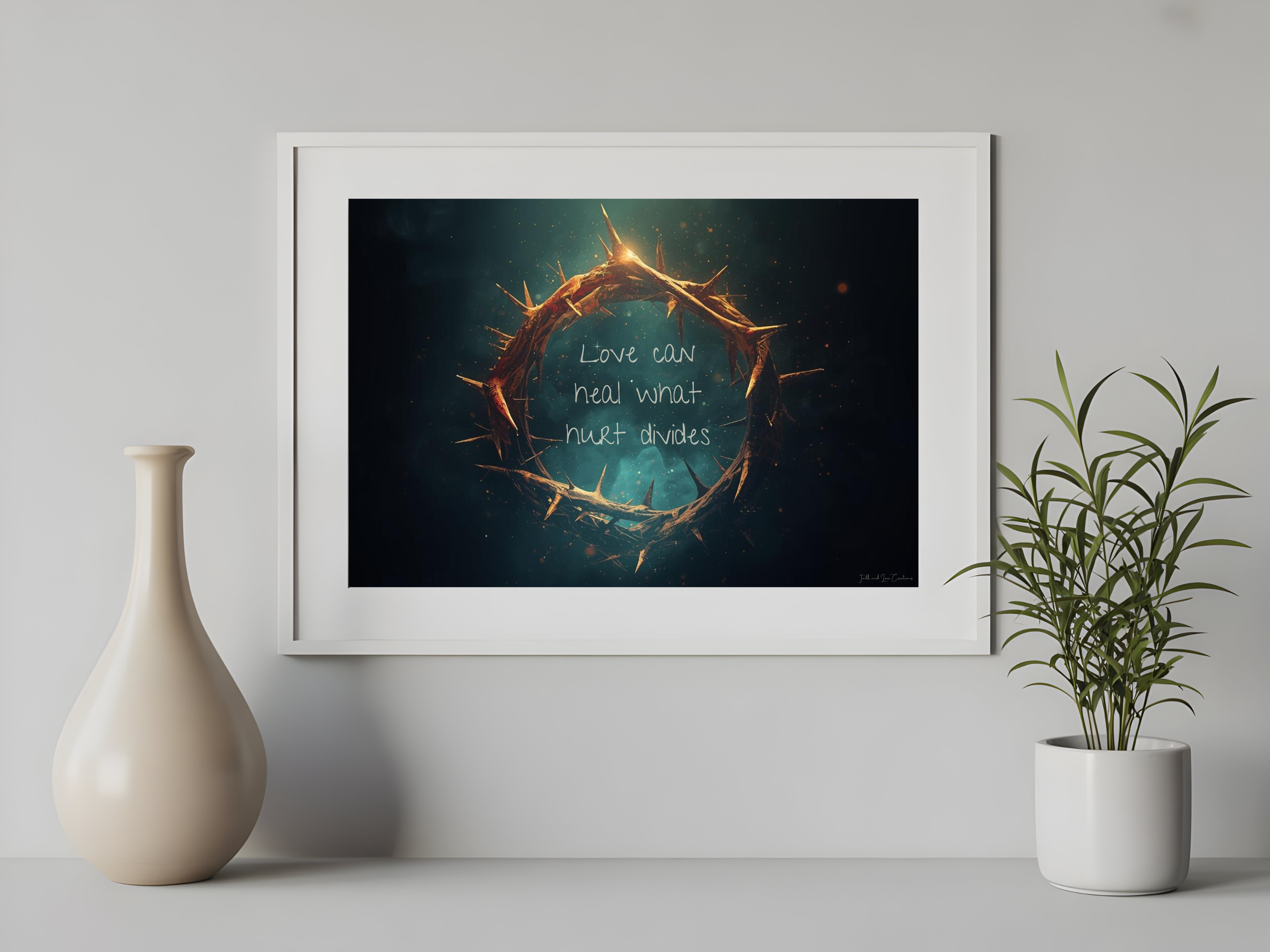 Crown of Thorns Christian Poster – Love Can Heal What Hurt Divides – Healing Faith Wall Art
