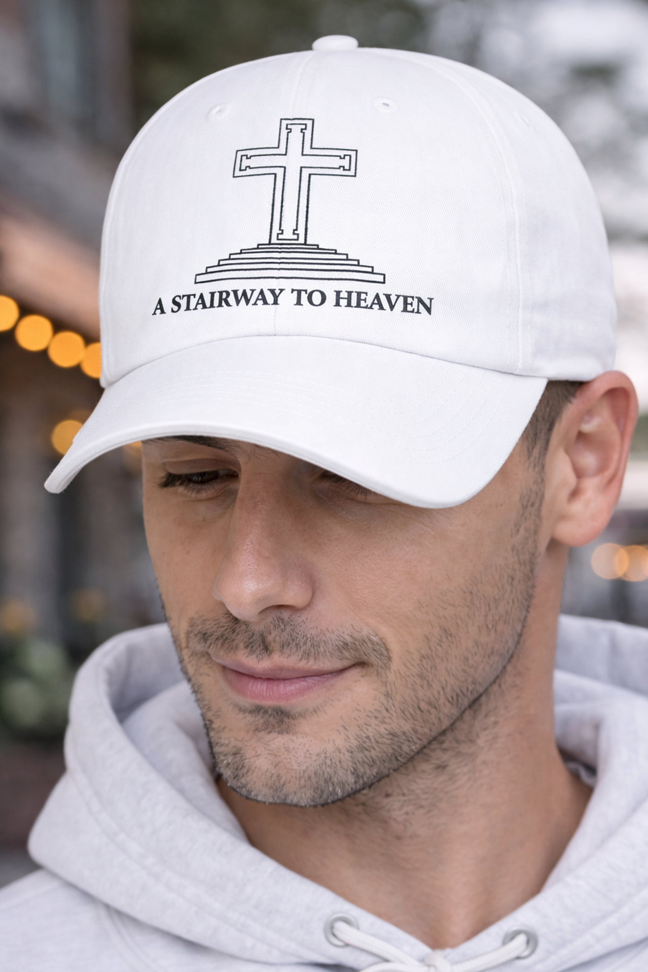 A Stairway To Heaven - Christian Dad Cap - "A Stairway To Heaven.org" Cross Embroidered Baseball Hat product thumbnail image