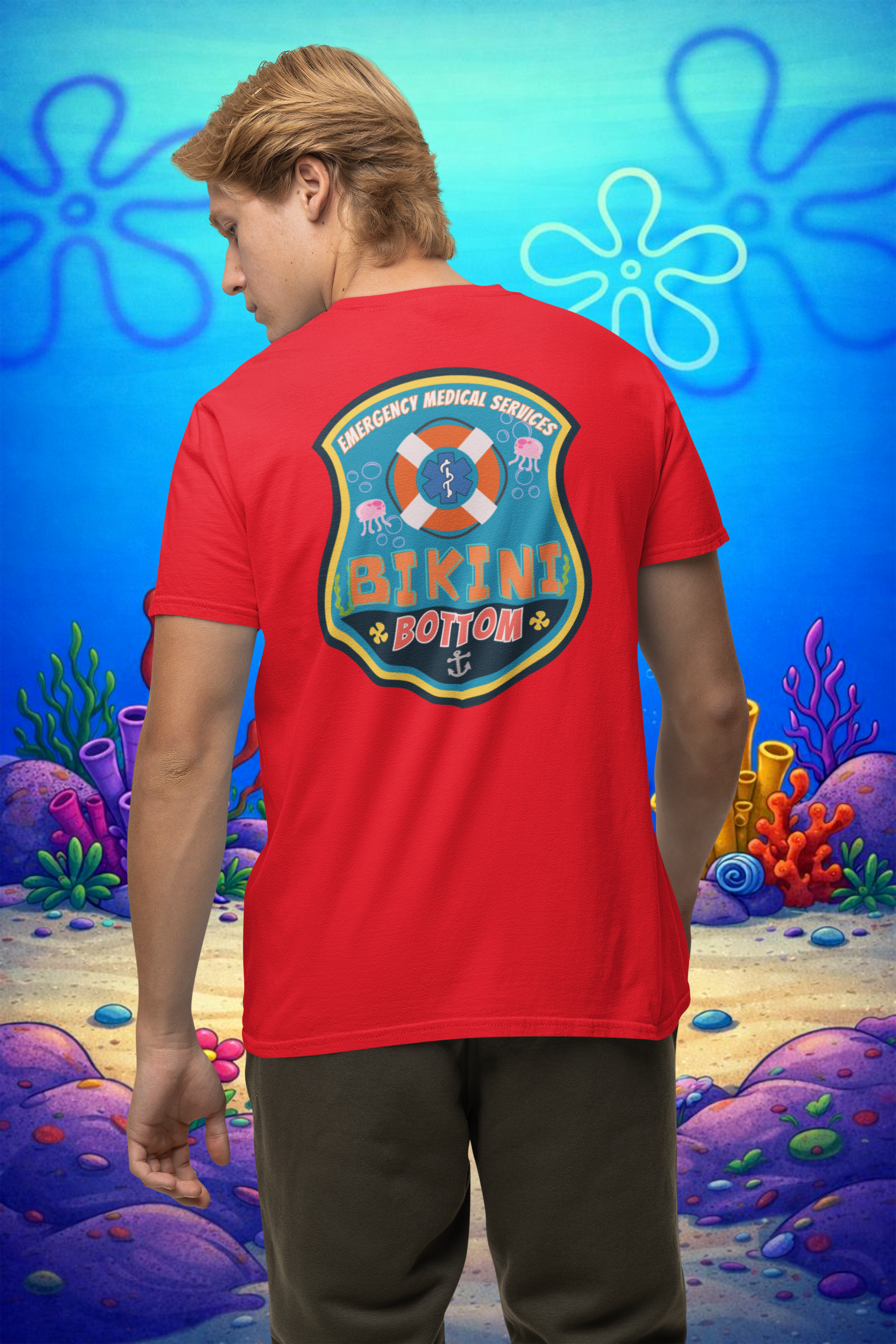 Bikini Bottom EMS T-Shirt | First Responder Parody Shirt | EMT &amp; Paramedic Graphic Tee | EMS Humor Shirt | Gildan 5000