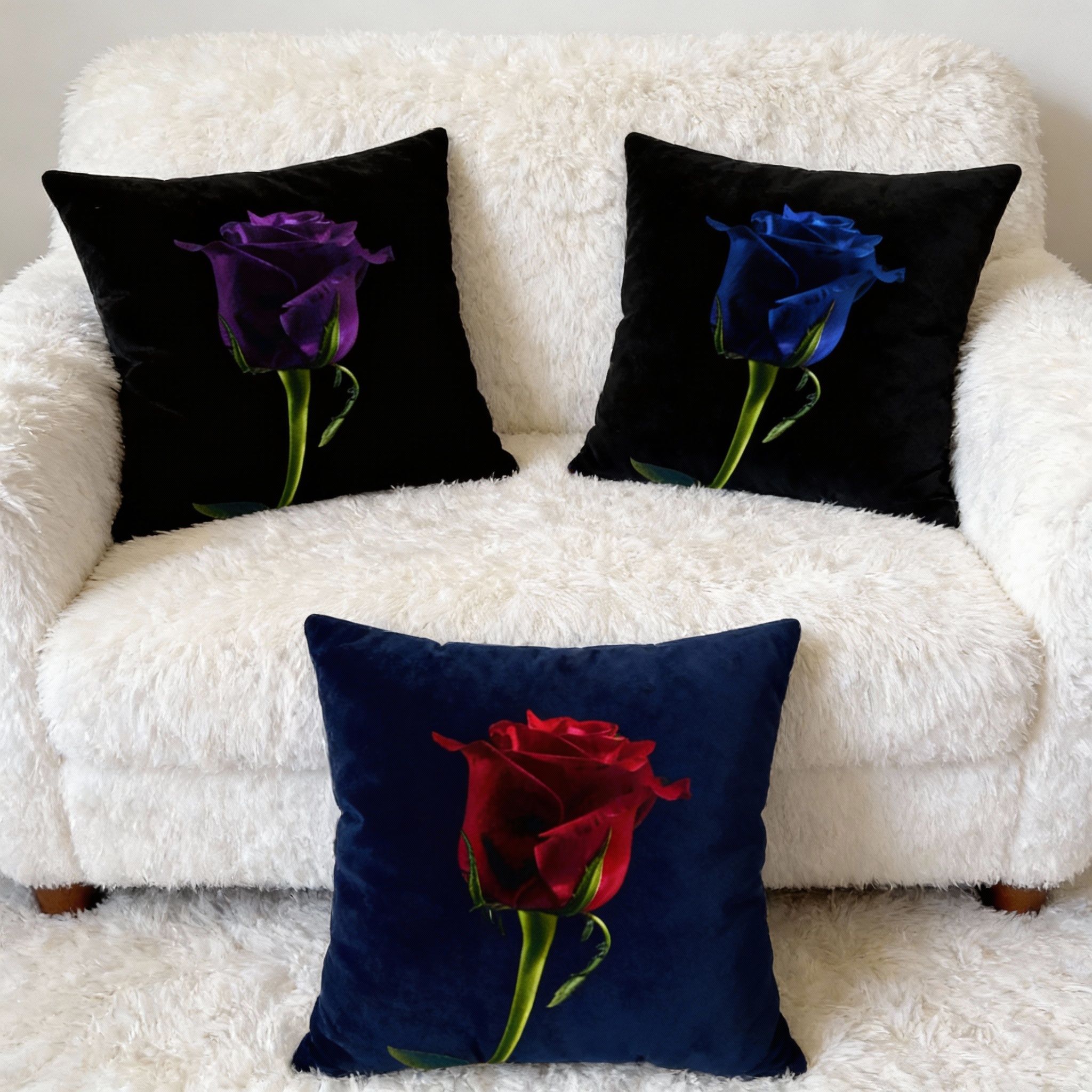 Purple Rose Pillow Spun Polyester Square Pillow | Dark Floral Home Decor Cushion product thumbnail image