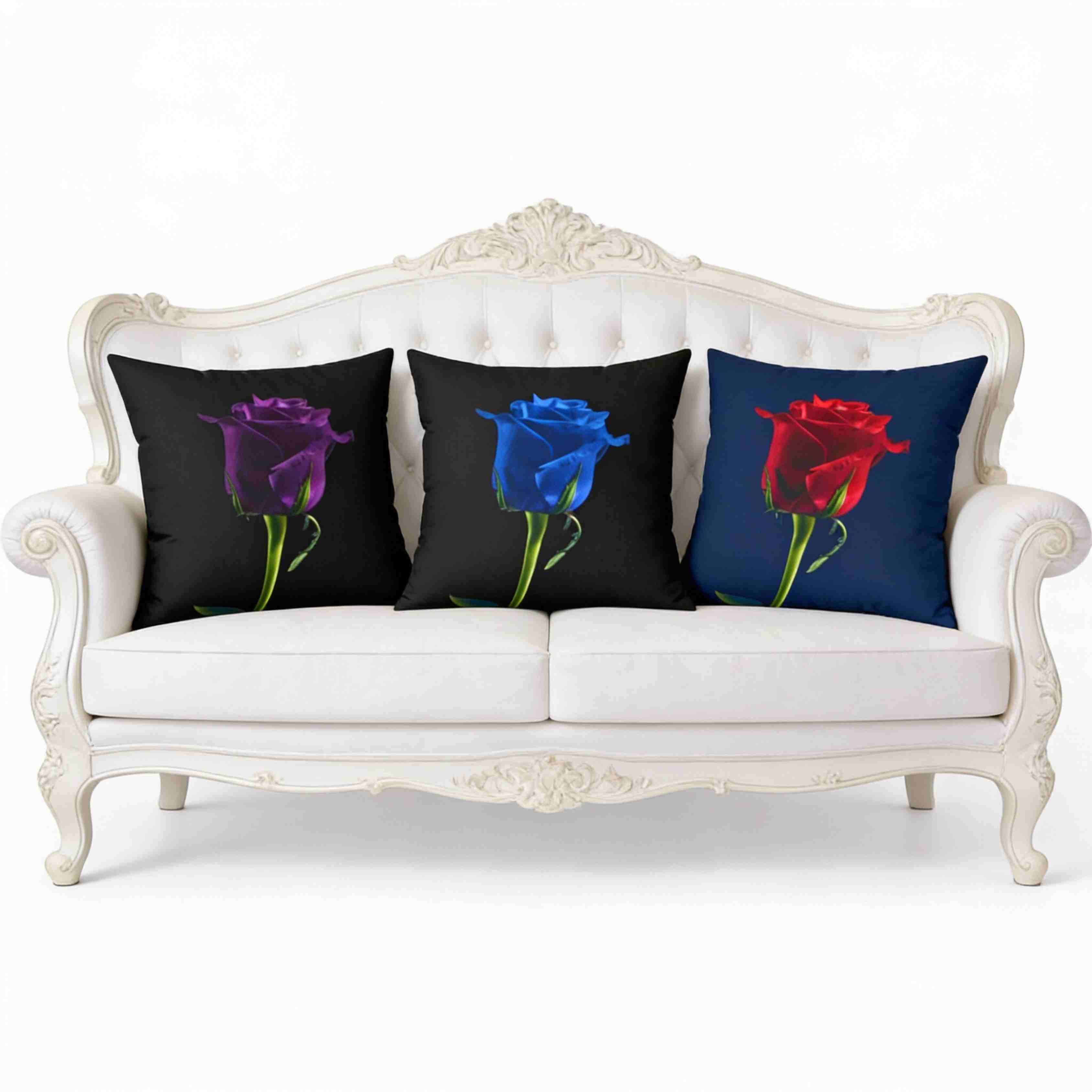 Purple Rose Pillow Spun Polyester Square Pillow | Dark Floral Home Decor Cushion product thumbnail image