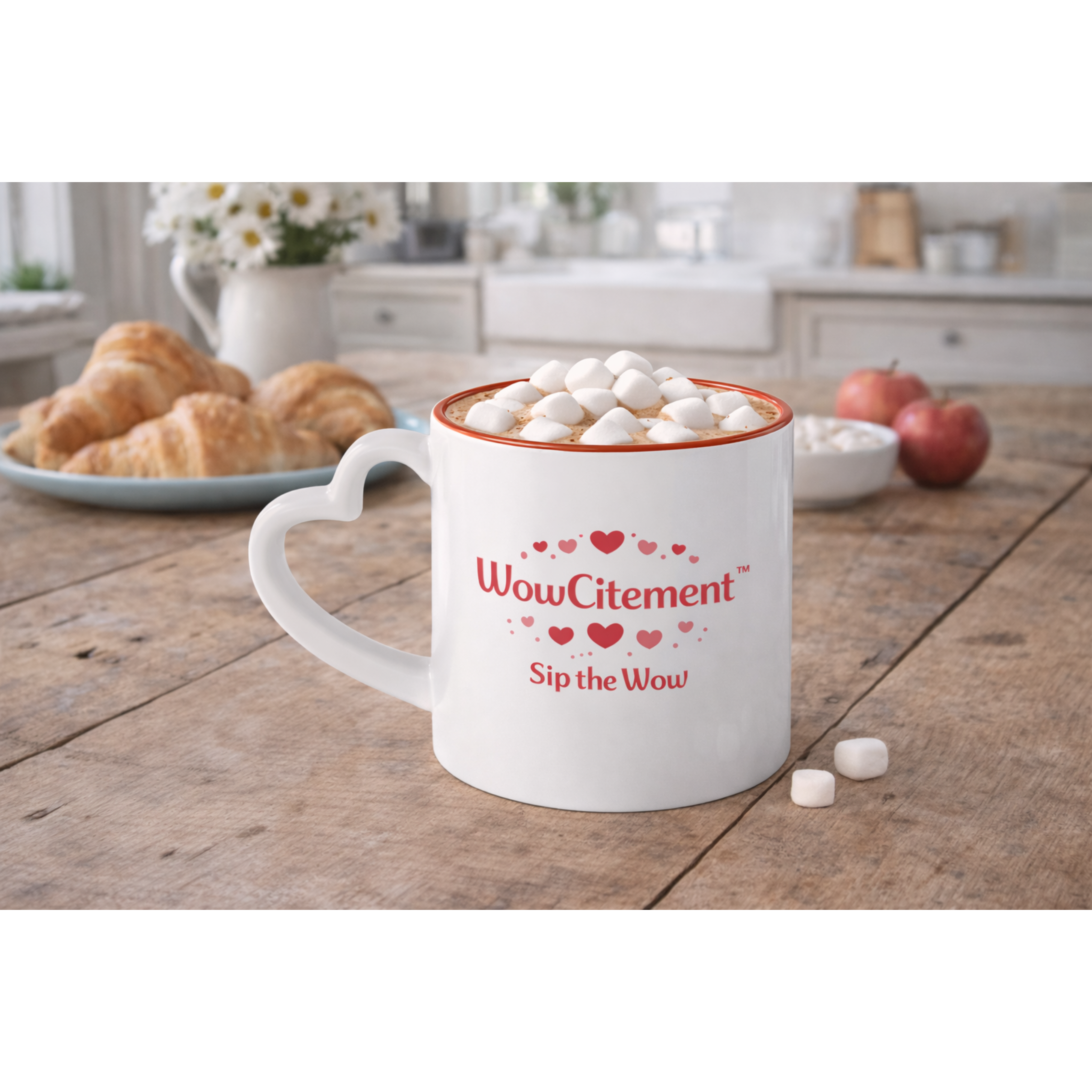 Sip the Wow™ – Heart-Handle Valentine Coffee Mug (11oz) | Romantic Gift for Valentine’s Day product thumbnail image